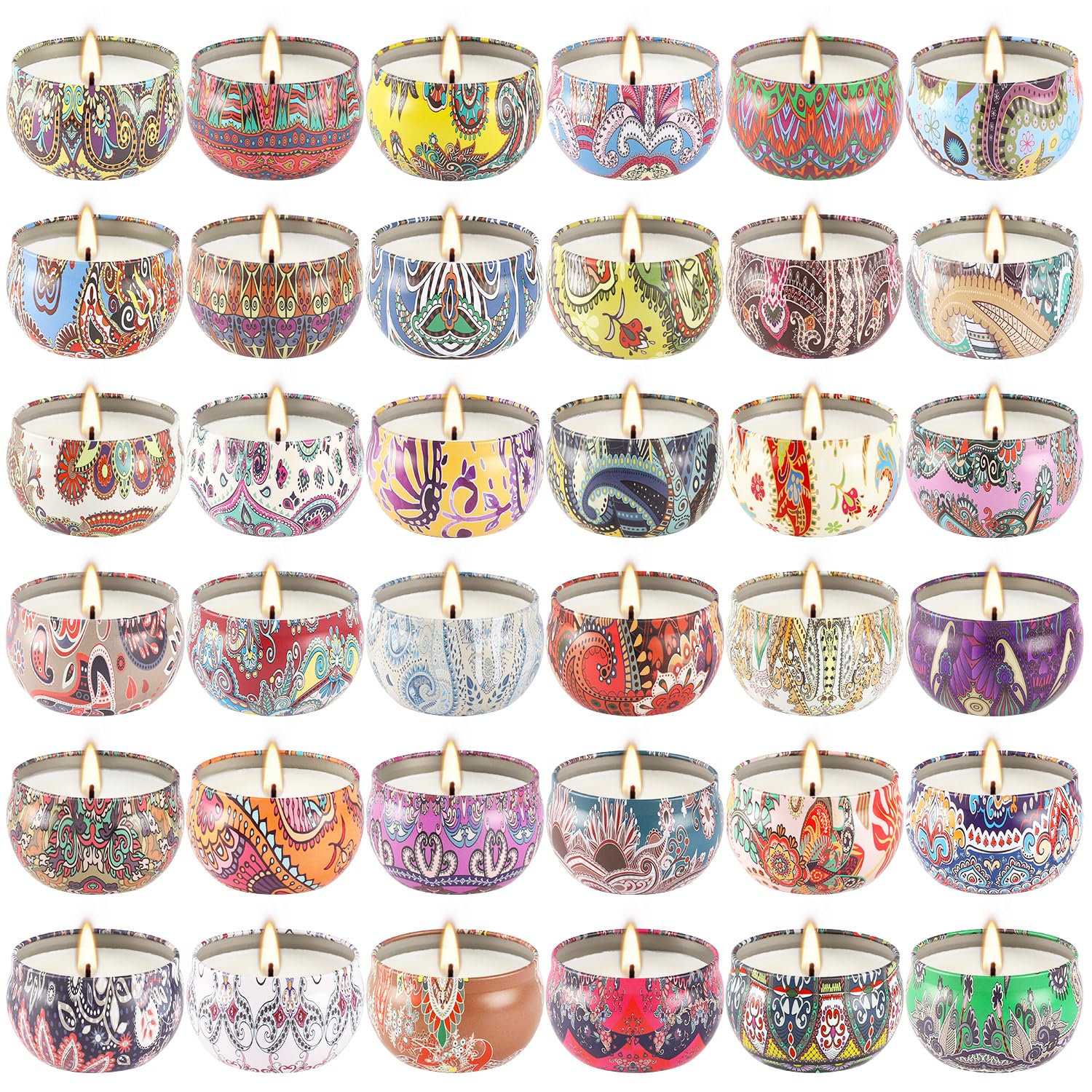 Scented Candles Gifts Set of 36 - 2.5oz Aromatherapy Travel Tin Candles, Relaxing Fragrances for Home, Spa, Gifts for Family, Fr