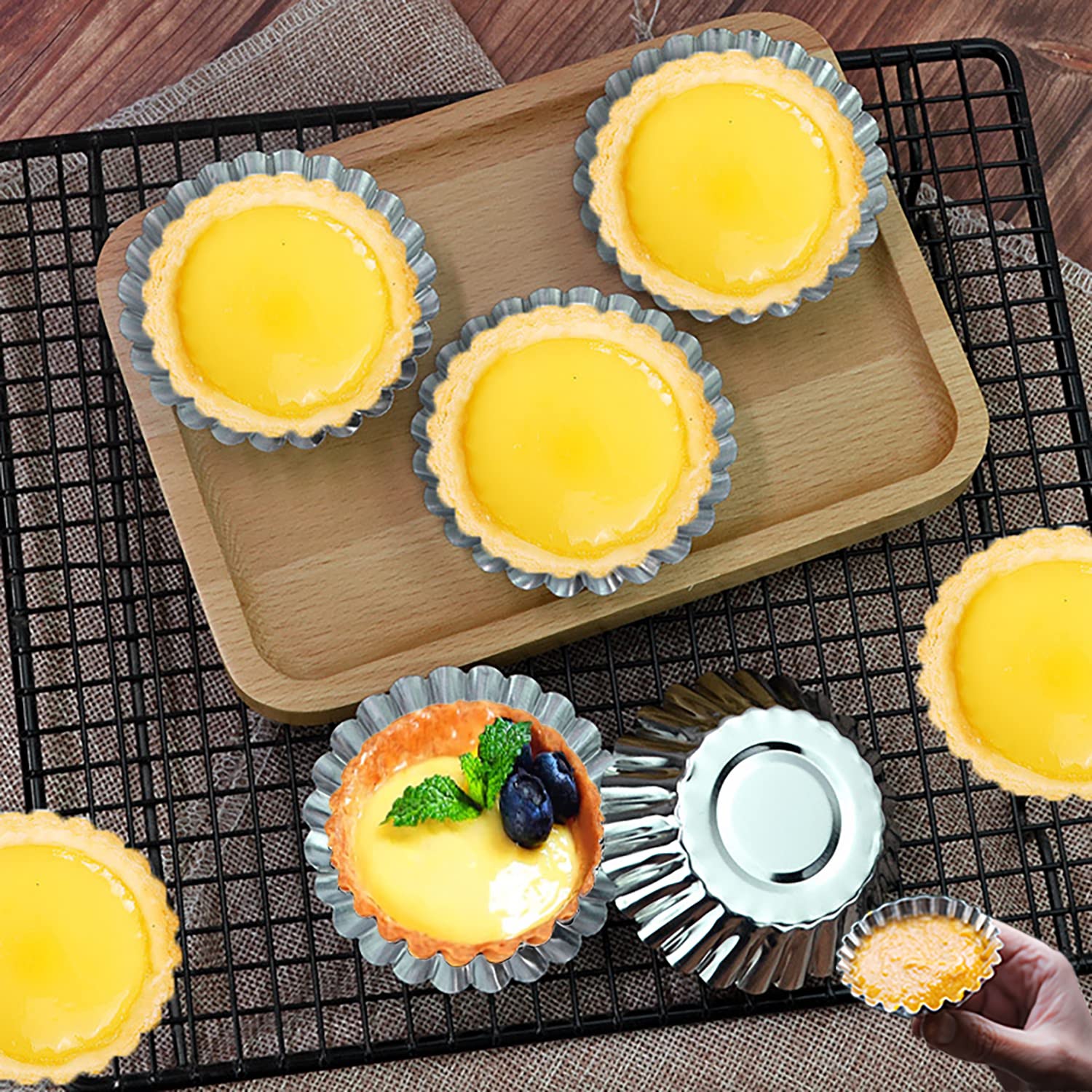 Xstronq Egg Tart Molds 32Pack Tart Pan 2.75Inch, Mini Tart Tins Aluminium Mini Tart Pans For Baking (32Pack-2.75Inch)