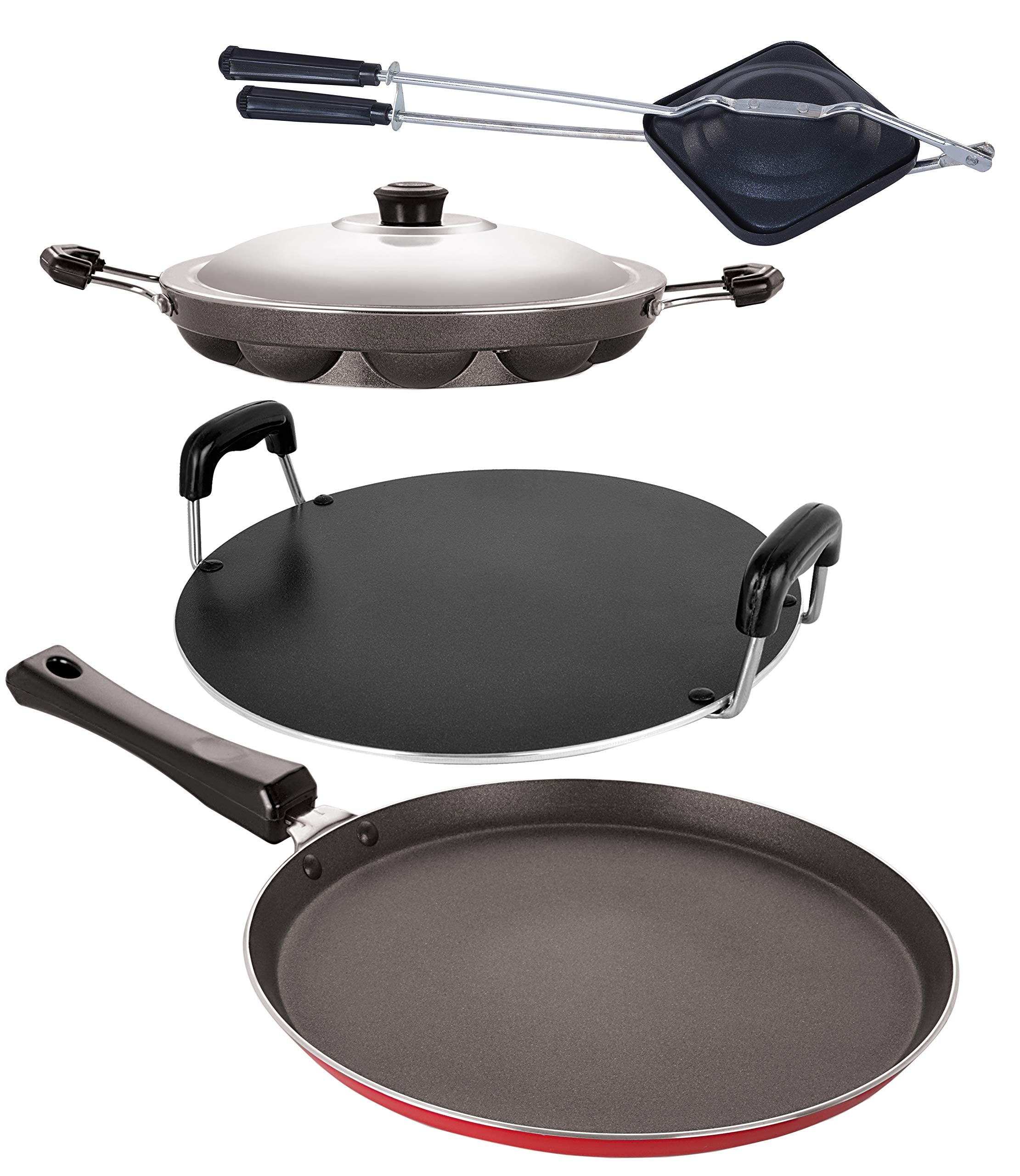 Nirlon 3 Layer NonStick Coated 4 Piece Kitchen Cooking Essential Combo Item Set Offer With Extreme Durability