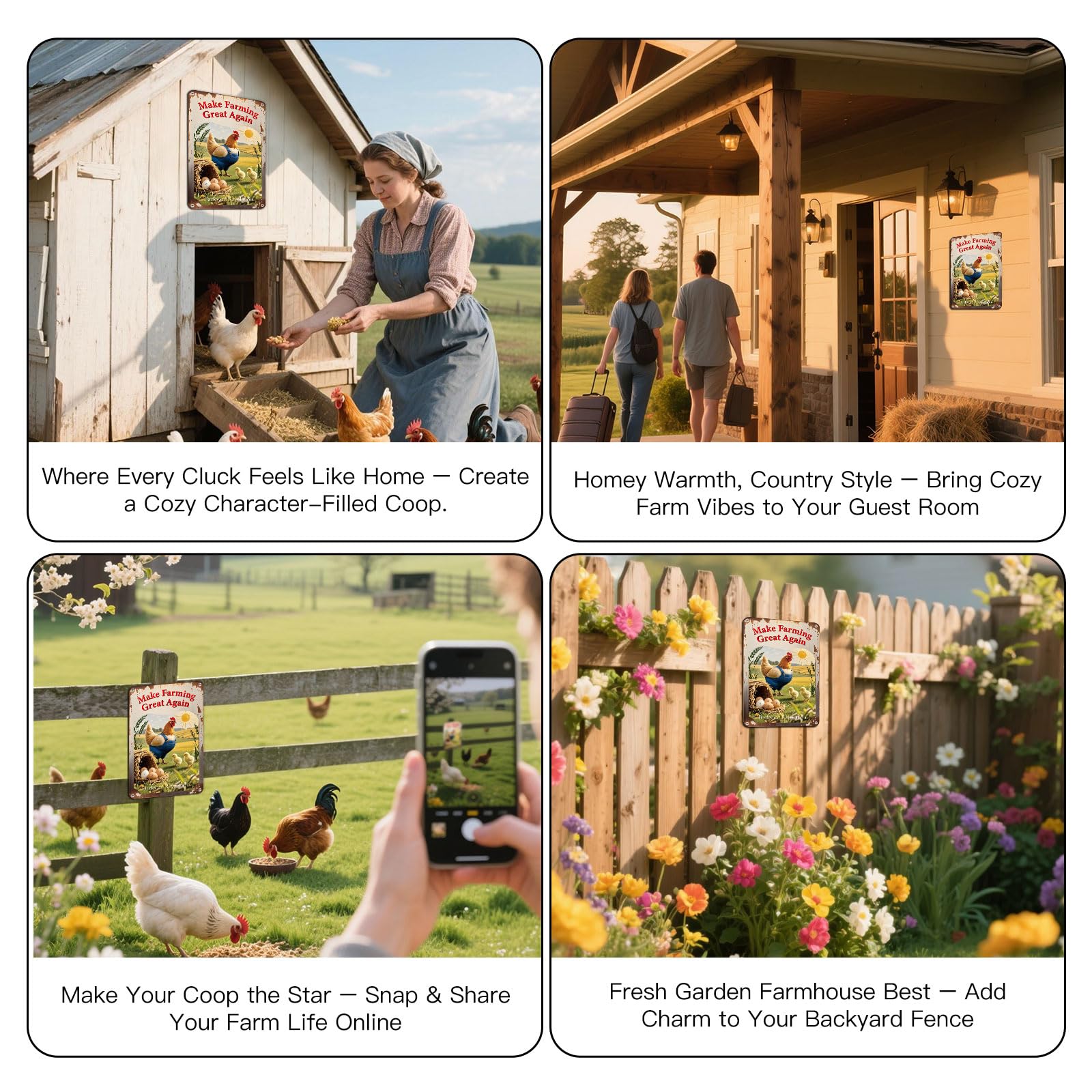 Make Farming Great Again Chicken Coop Signs - Rustic Farmhouse Chicken Coop Accessories, 8x12 Inch Metal Farm Decor, Farm Stand
