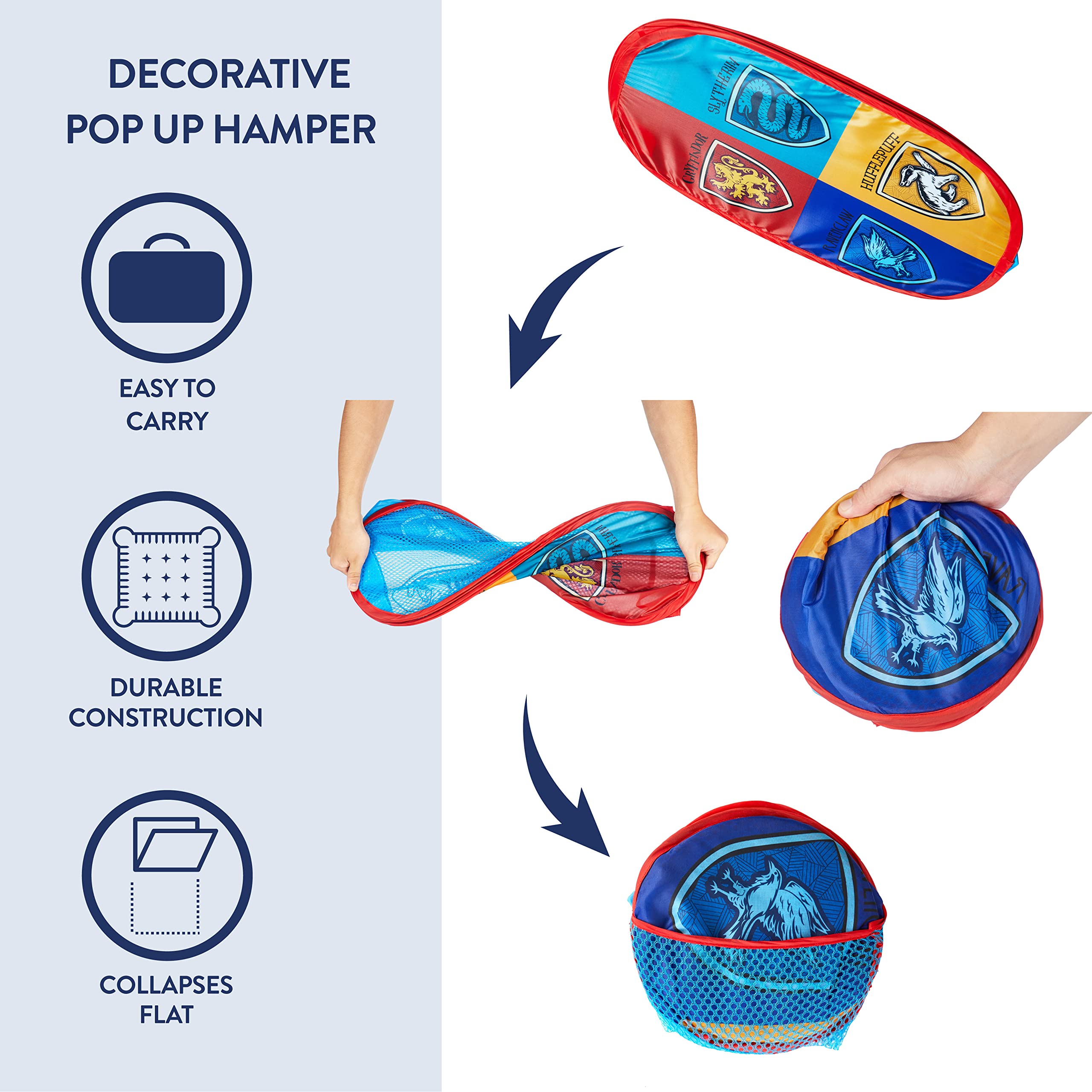 Idea Nuova Harry Potter Pop Up Hamper With Durable Carry Handles, 21'' H X 13.5'' W X 13.5'' L