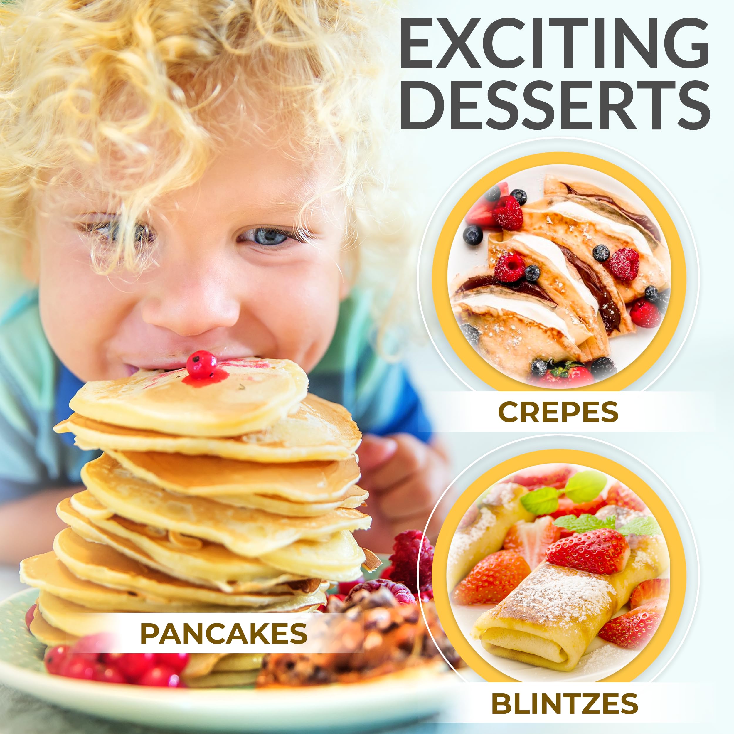 Crepe Maker Machine (Easy To Use), Pancake Griddle - Nonstick 12    Electric Griddle - Pancake Maker, Batter Spreader, Wooden Sp