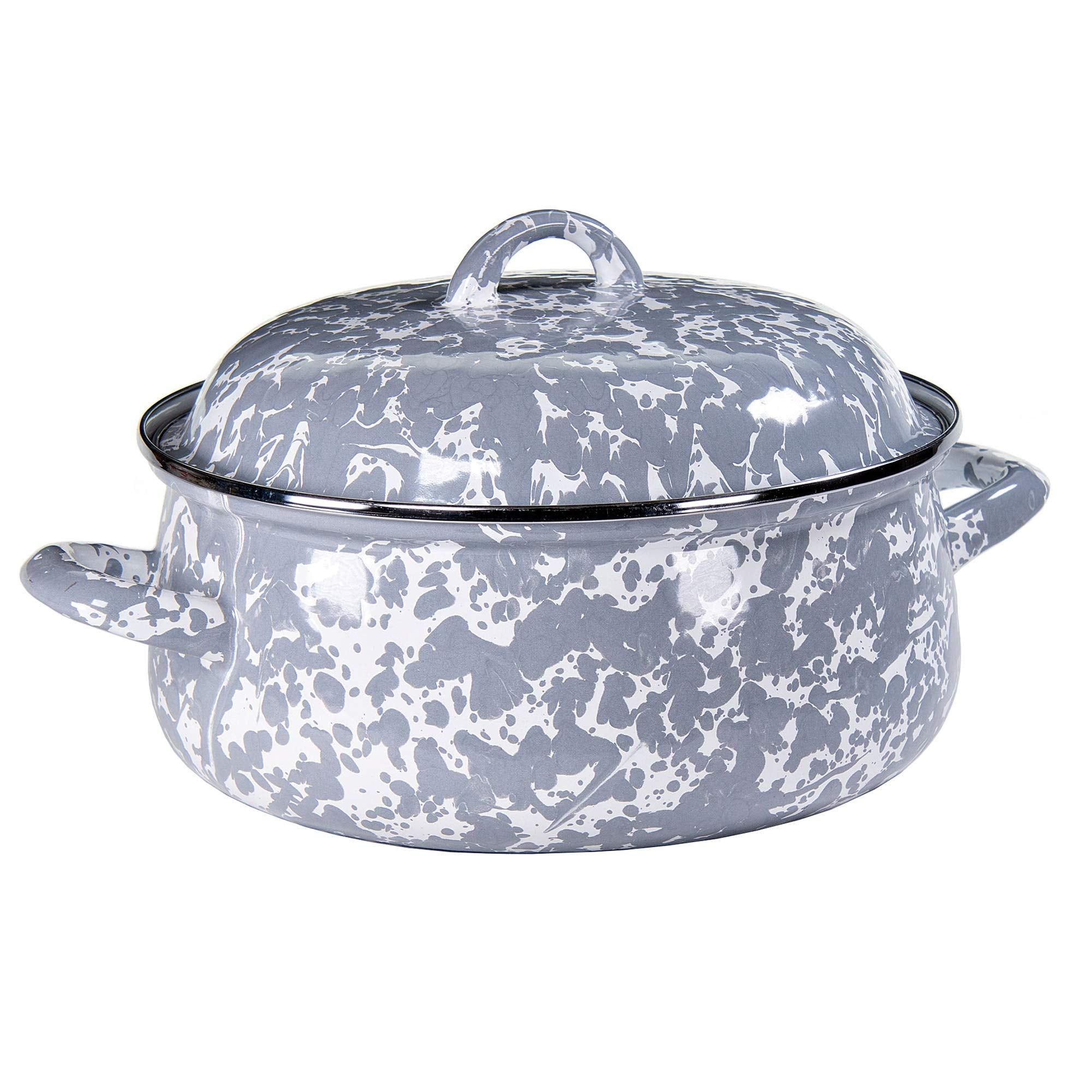 Golden Rabbit Enamelware - Grey Swirl Pattern - 4Qt Dutch Oven