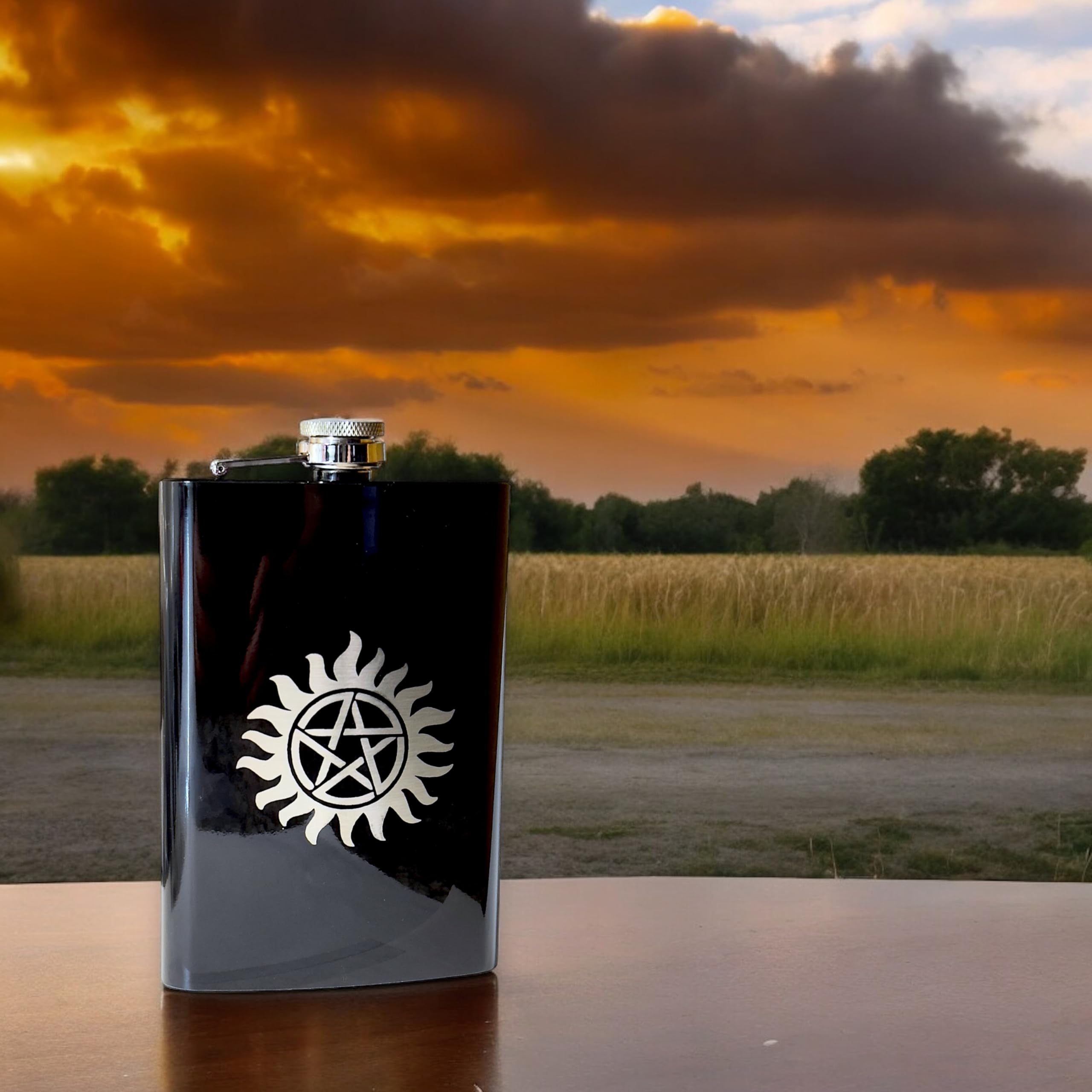 8Oz Black Anti Possession Flask