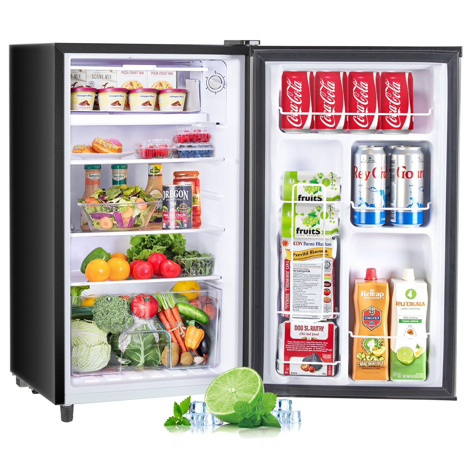 Zibbizo Upgraded Mini Fridge For Bedroom 3.2 Cu.Ft Small Refrigerator With Freezer For Dorm Office, Compact Single Door Adjustab