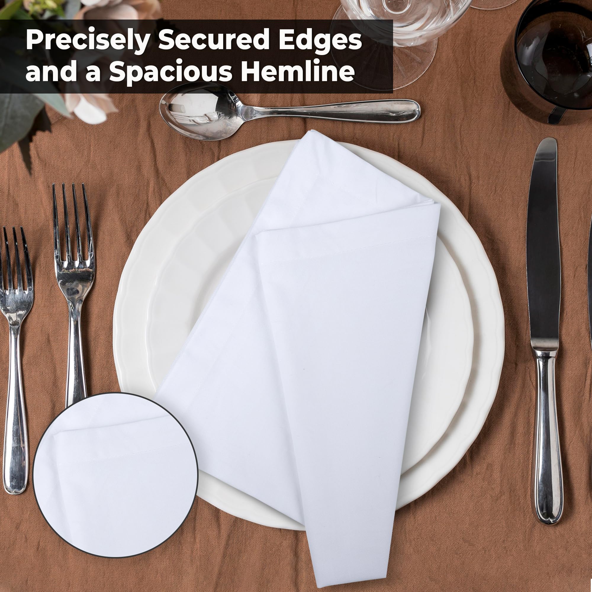 Urban Villa (Set Of 12) Dinner Napkins Solid White Color Cloth Napkins 100% Cotton Dinner Napkins Size 18X18 Inches Cloth Napkin