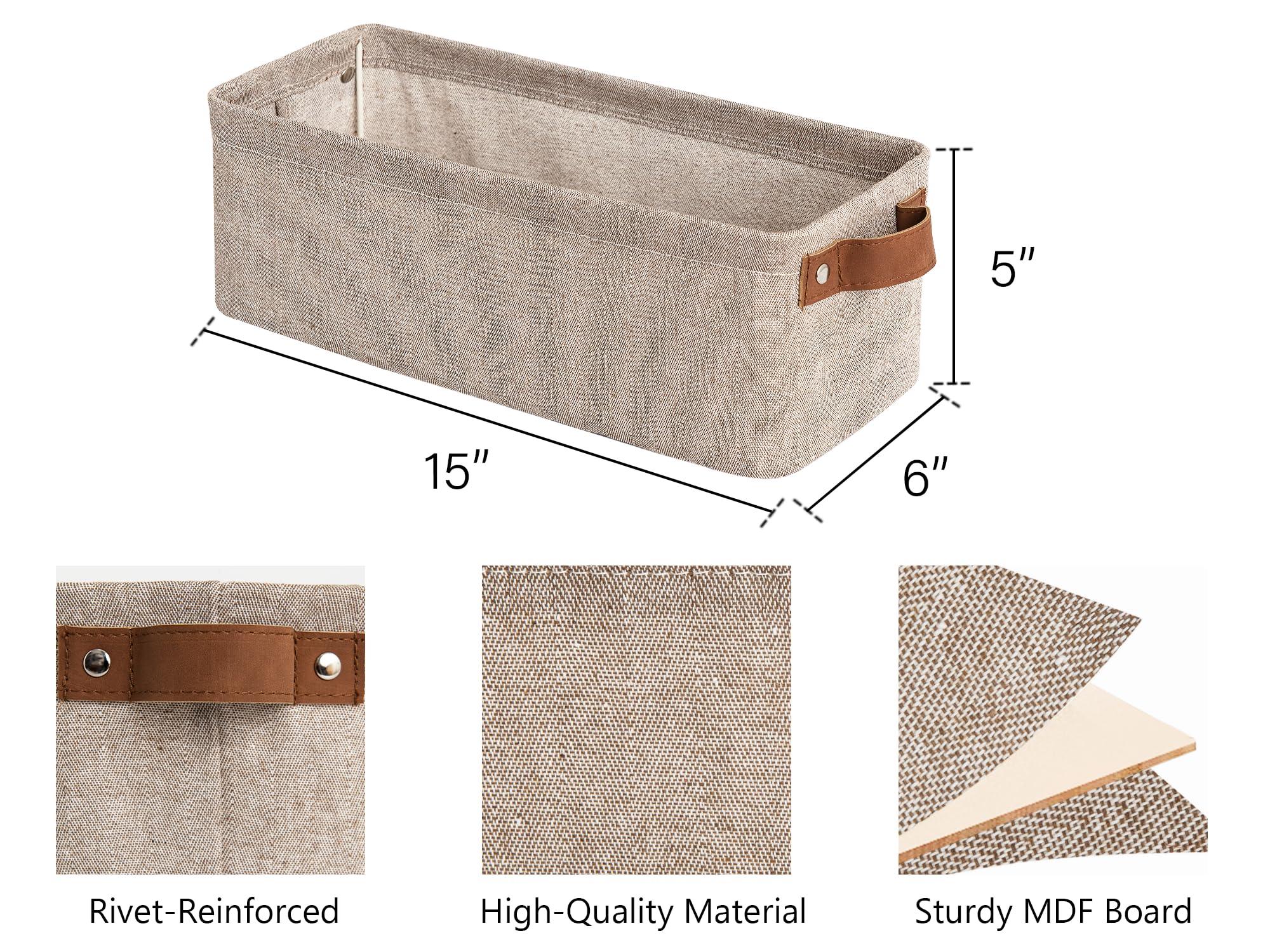 Storageworks Narrow Storage Bins, Small Baskets For Organizing, Long Storage Basket With Handles, Fabric Storage Bins For Shelf,