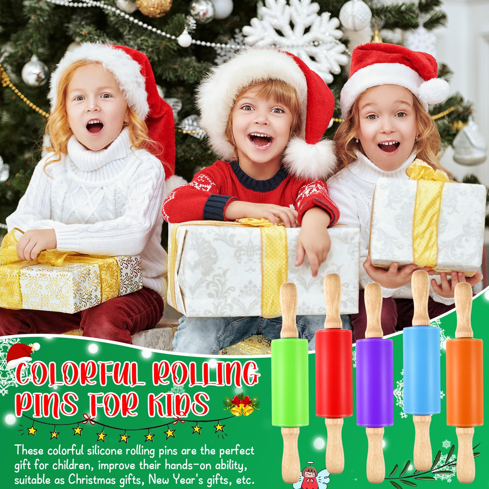 20 Pcs Small Rolling Pin Kids 9 Inch Mini Rolling Pin Silicone Wooden Rolling Pins Baking 5 Colors Non Stick Kids Rolling Pin Wi