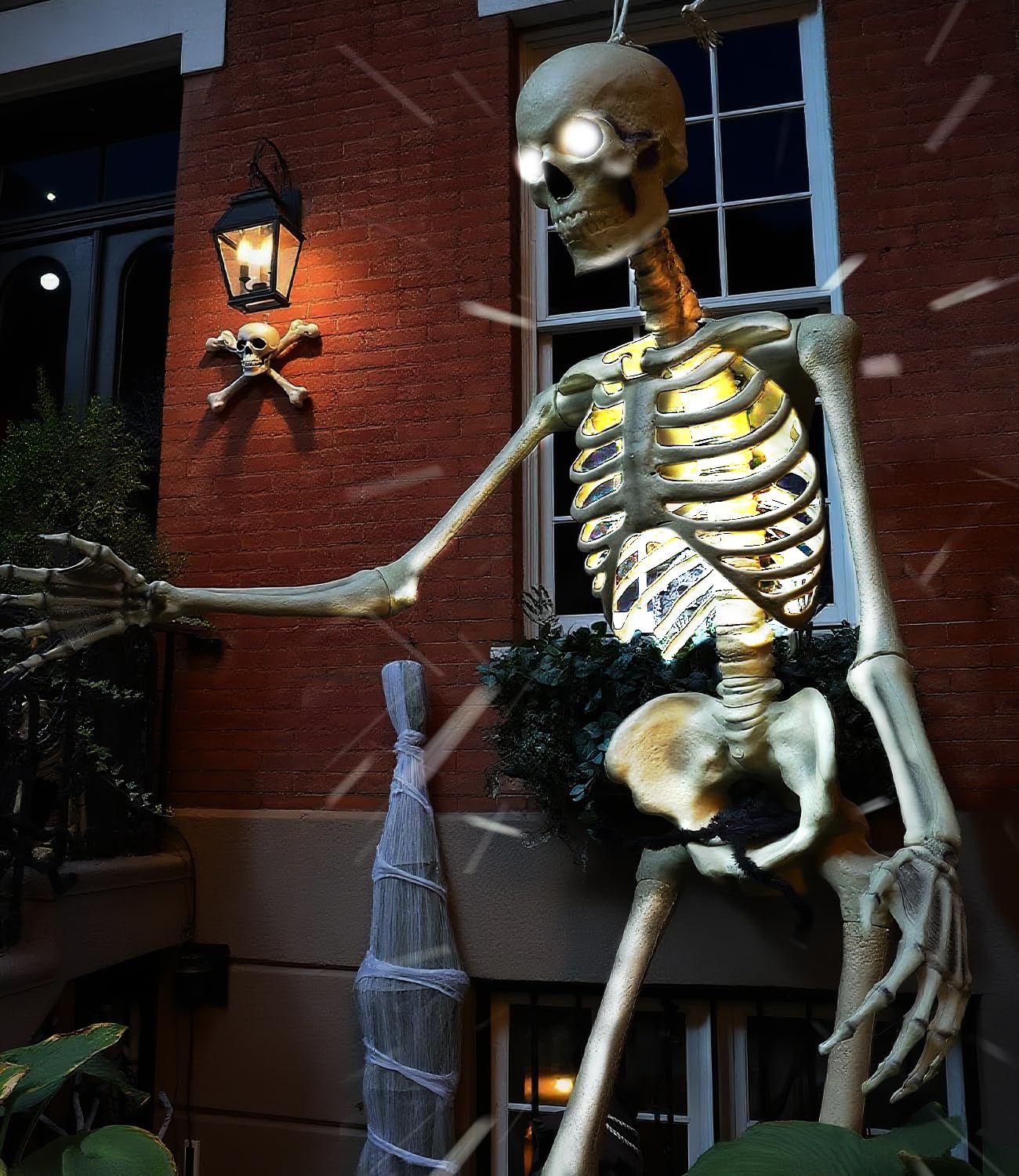 Halloween Skeleton Light - 12ft Skeleton Chest Light Kit with App Control, Music-Sync, Timer & Remote, Outdoor Yard Decorations