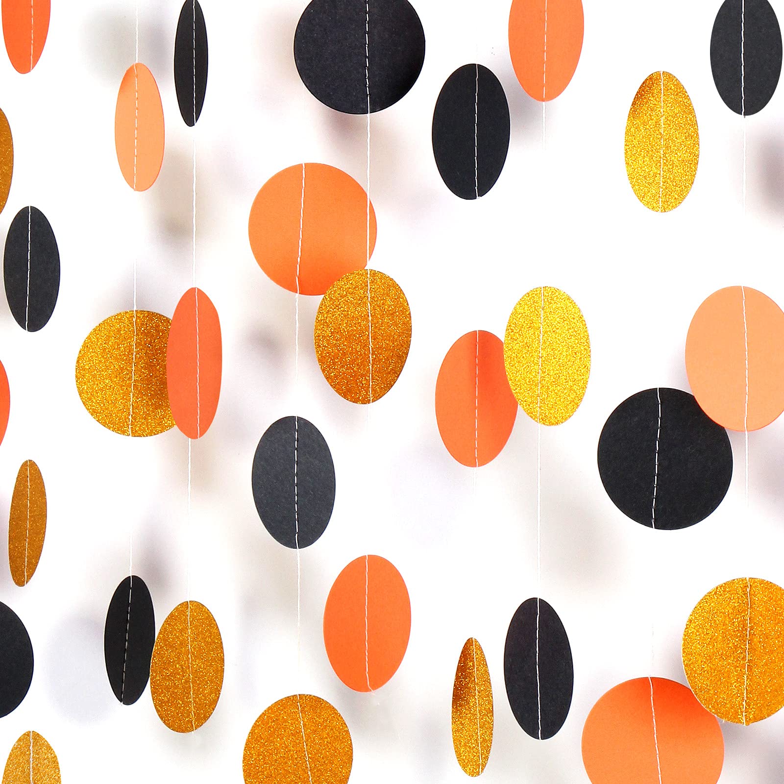 Black-Orange Gold Halloween Party-Decorations Streamers-Garland - 52Ft Birthday Baby Shower Decorations Paper Banner, Graduation