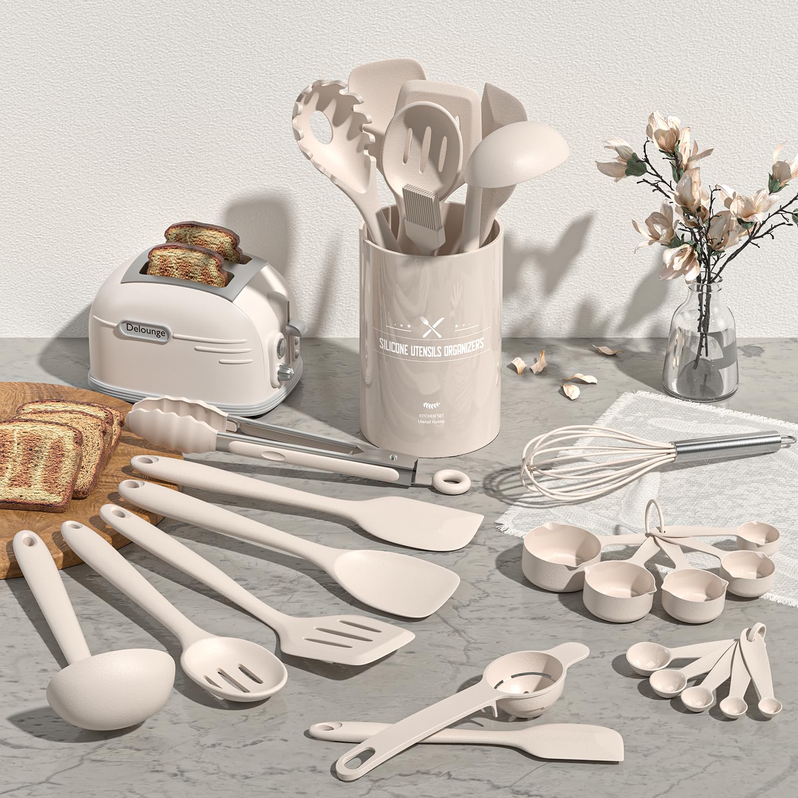 Silicone Kitchen Cooking Utensils Set, Umite Chef 22Pcs Heat Resistant Kitchen Utensils, Spatula, Spoon, Whisk, Dishwasher Safe