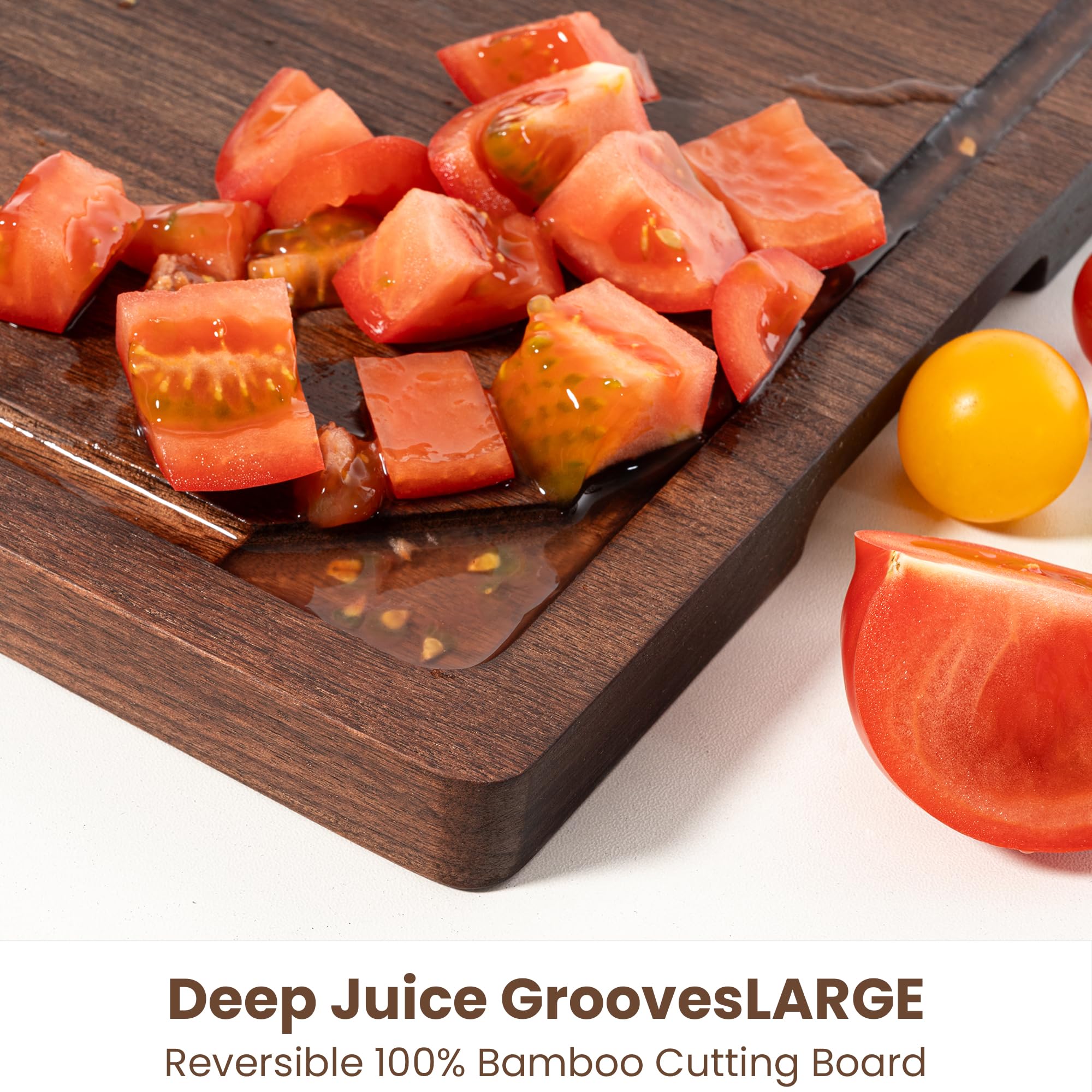 Fun Memories Black Walnut Cutting Board for Kitchen, Reversible Large Butcher Block Cutting Board Carving Board with Juice Groov