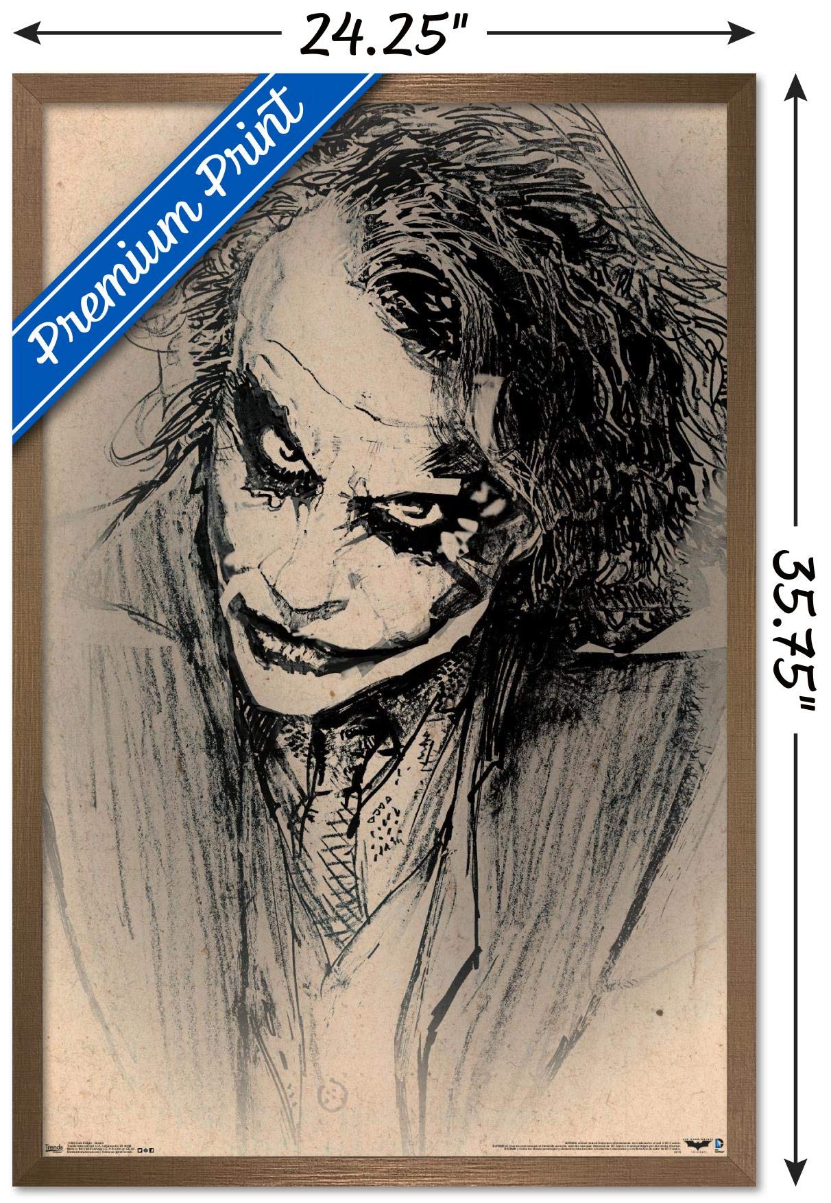 Trends International Dc Comics Movie-The Dark Knight-The Joker-Sketch Wall Poster, 22.375'' X 34'', Bronze Framed Version