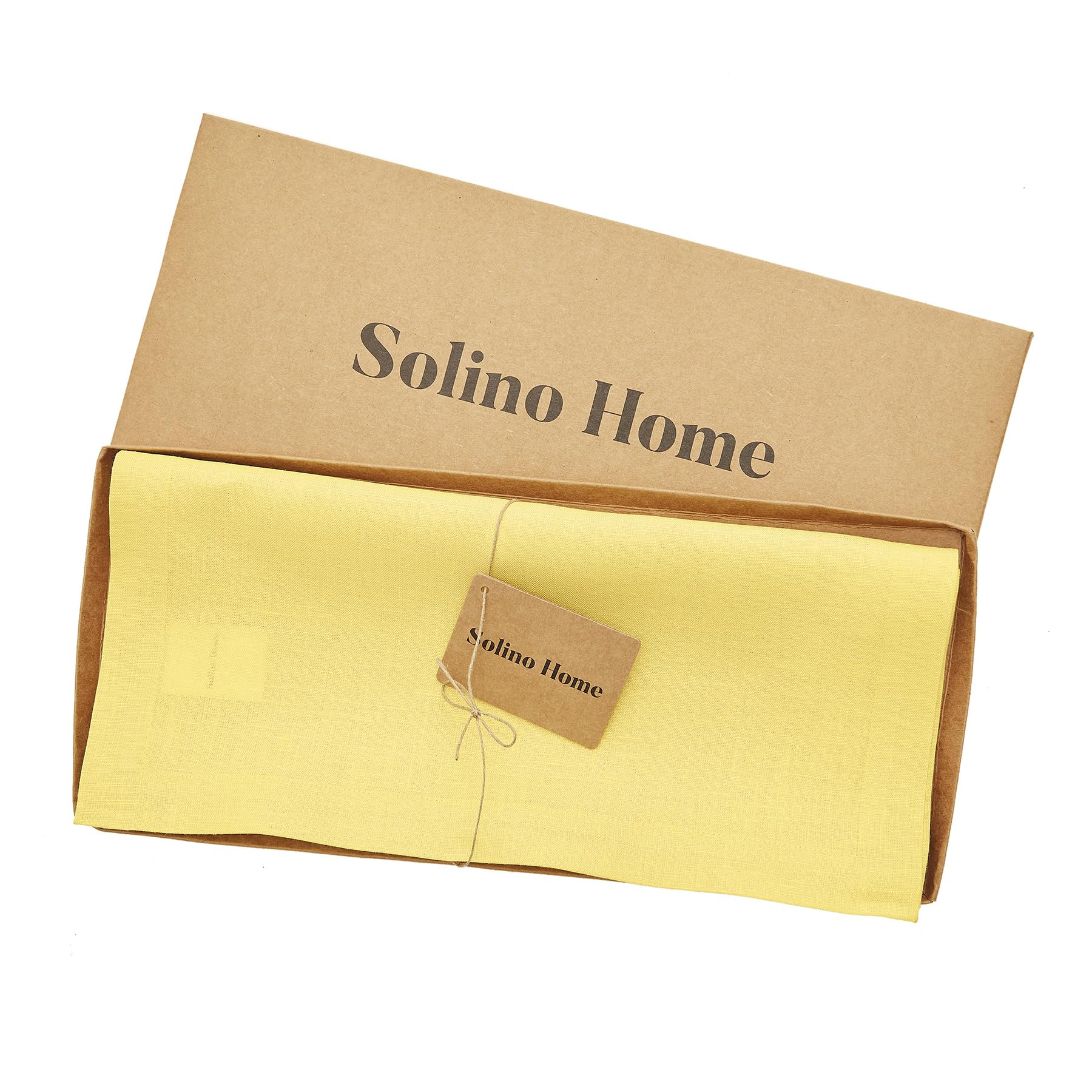 Solino Home Linen Sunshine Yellow Table Runner 90 Inches Long - Fete, 100% Pure Linen Dining Table Runner 14 X 90 Inch Ideal For