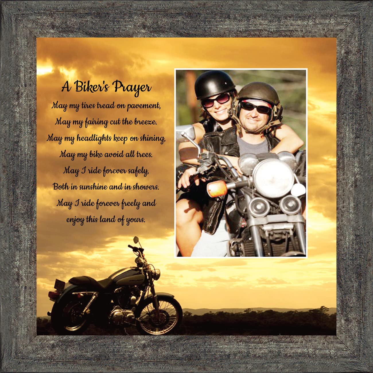 Crossroads Home D  cor A Bikers Prayer, Gift for Motorcycle Riders, Inspirational Bike Picture Frame, 6442BW