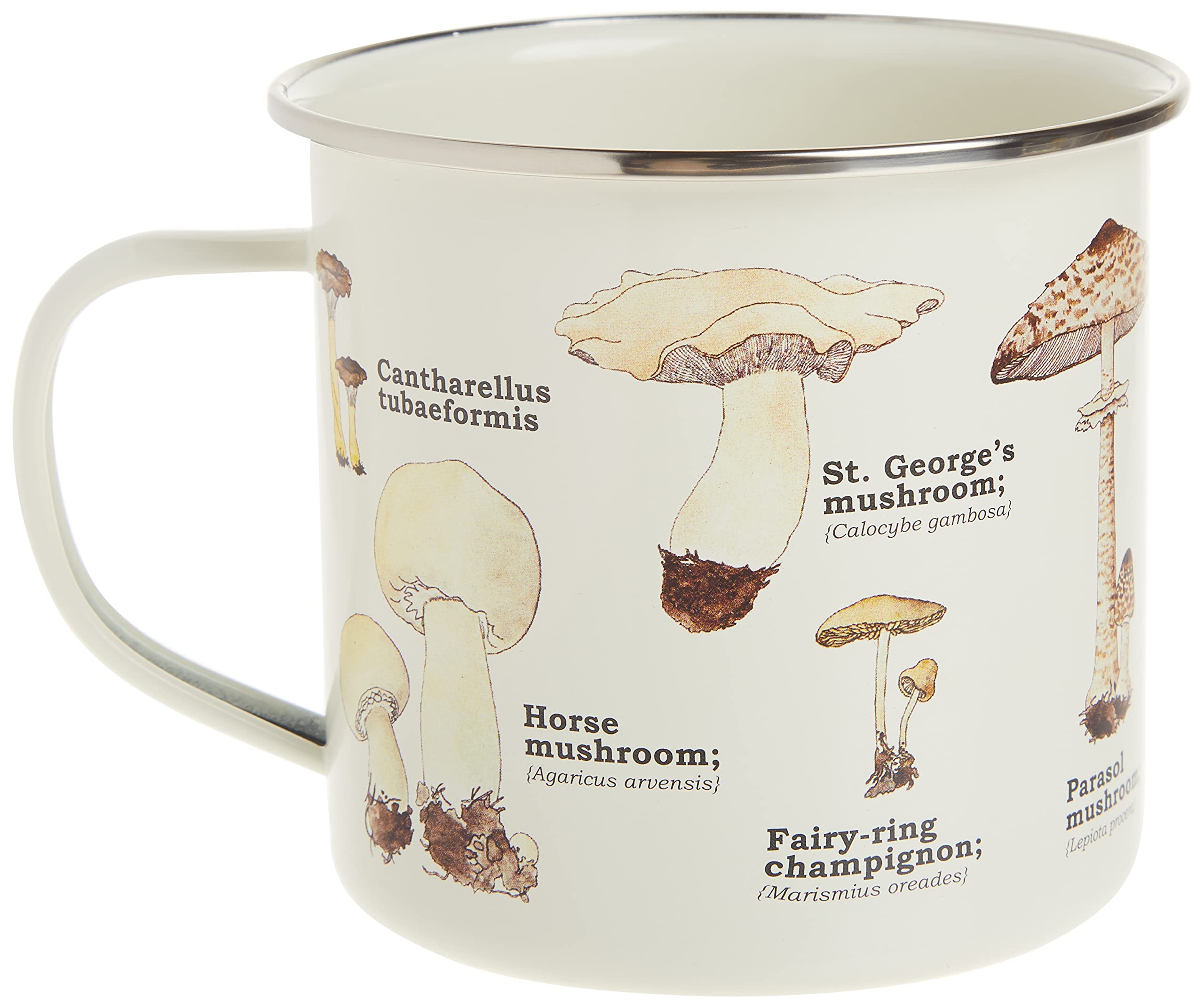 Gift Republic Mushroom Enamel Mug Outdoor Camping Mug Large Metal Coffee Cup Woodland Foraging Hiking Gift Cute Design Durable D