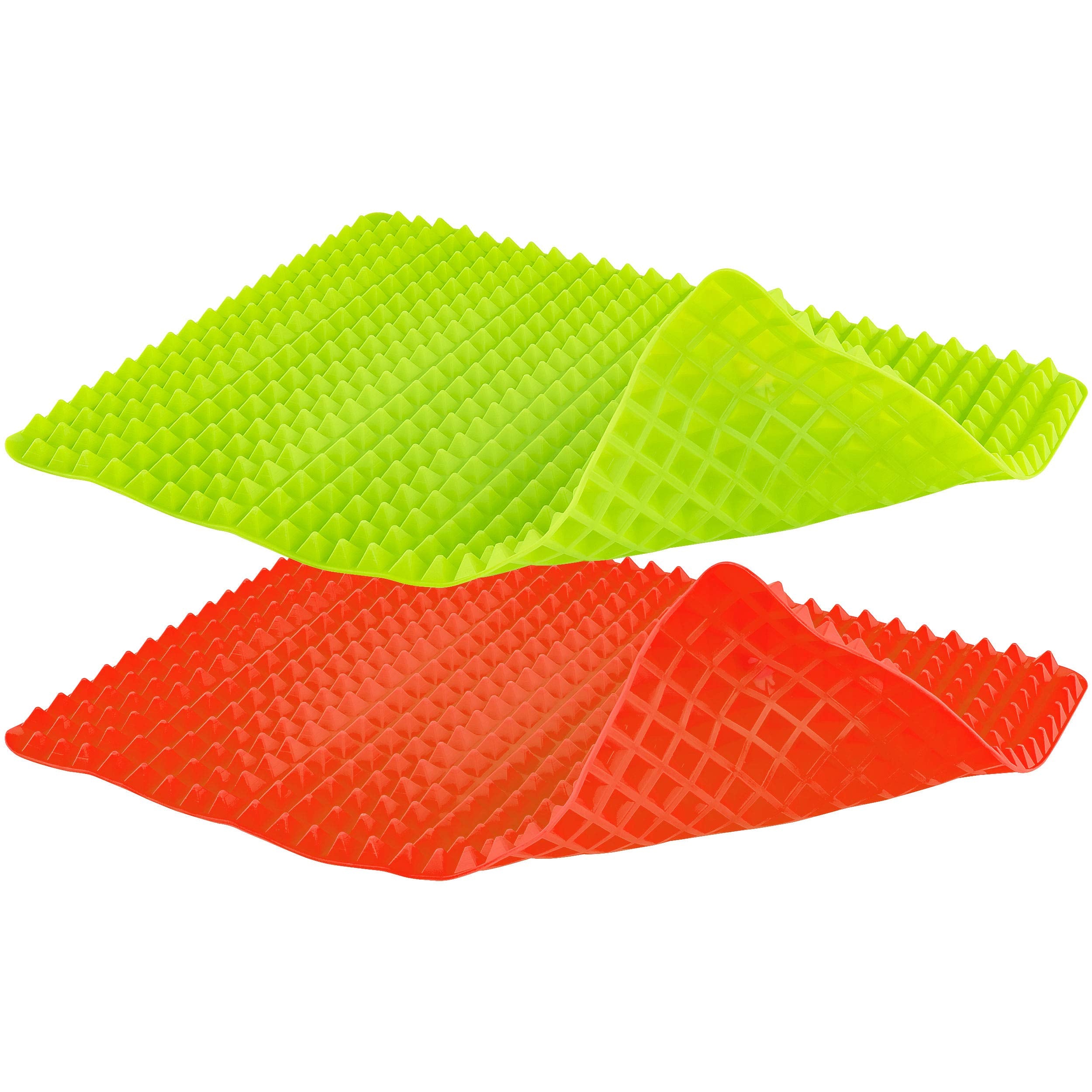 Healthy Homewares Raised Silicone Baking Sheet Non-Stick Cooking Mat Oven Tray Liner, Red And Green, Set Of 2