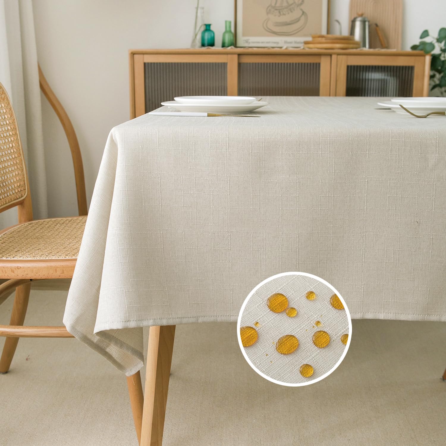 Nlmuvw Square Linen Tablecloth 54 Inch Linen Textured Table Cloth Water Resistant Farmhouse Decorative Table Cover For Dining Ki