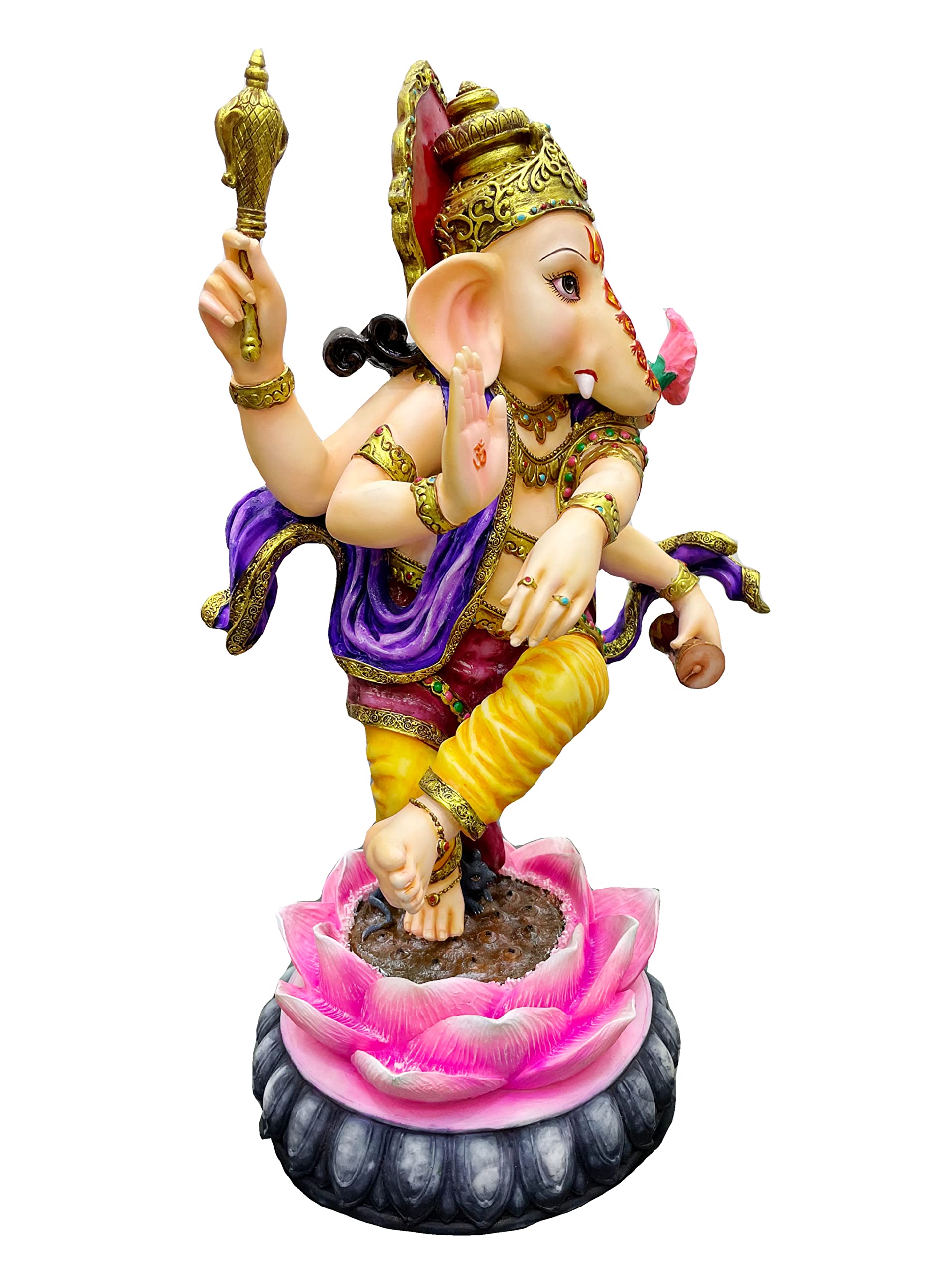 Sri Krishna Culture-New Very Large Beautiful Dancing Ganesh For Home Decoration-Height-20 Inches-Multicoloured-Resin