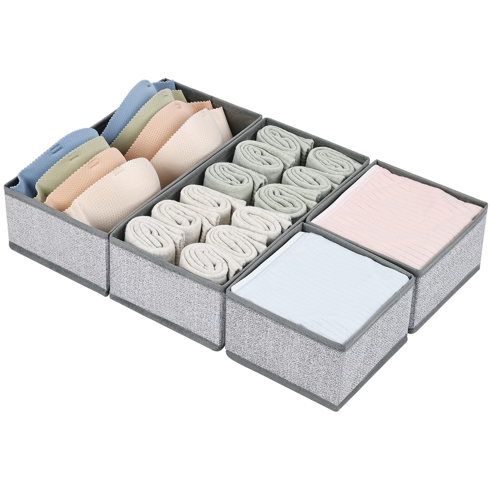 DIMJ Drawer Organizer Clothes Set of 8, Foldable Closet Drawer Organizer, Underwear Drawer Organizer, Fabric Drawer Dividers for