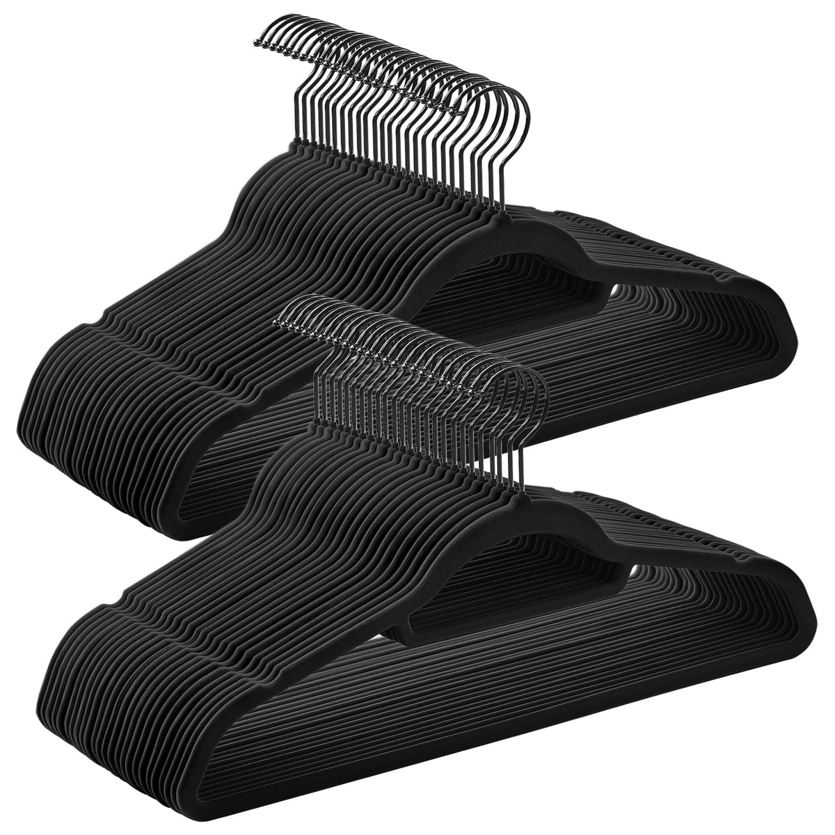 Songmics Velvet Hangers, Set Of 50 Clothes Hanger With Black Swivel Hook, Non-Slip, And Space-Saving, 0.2-Inch Thick, 17.1-Inch