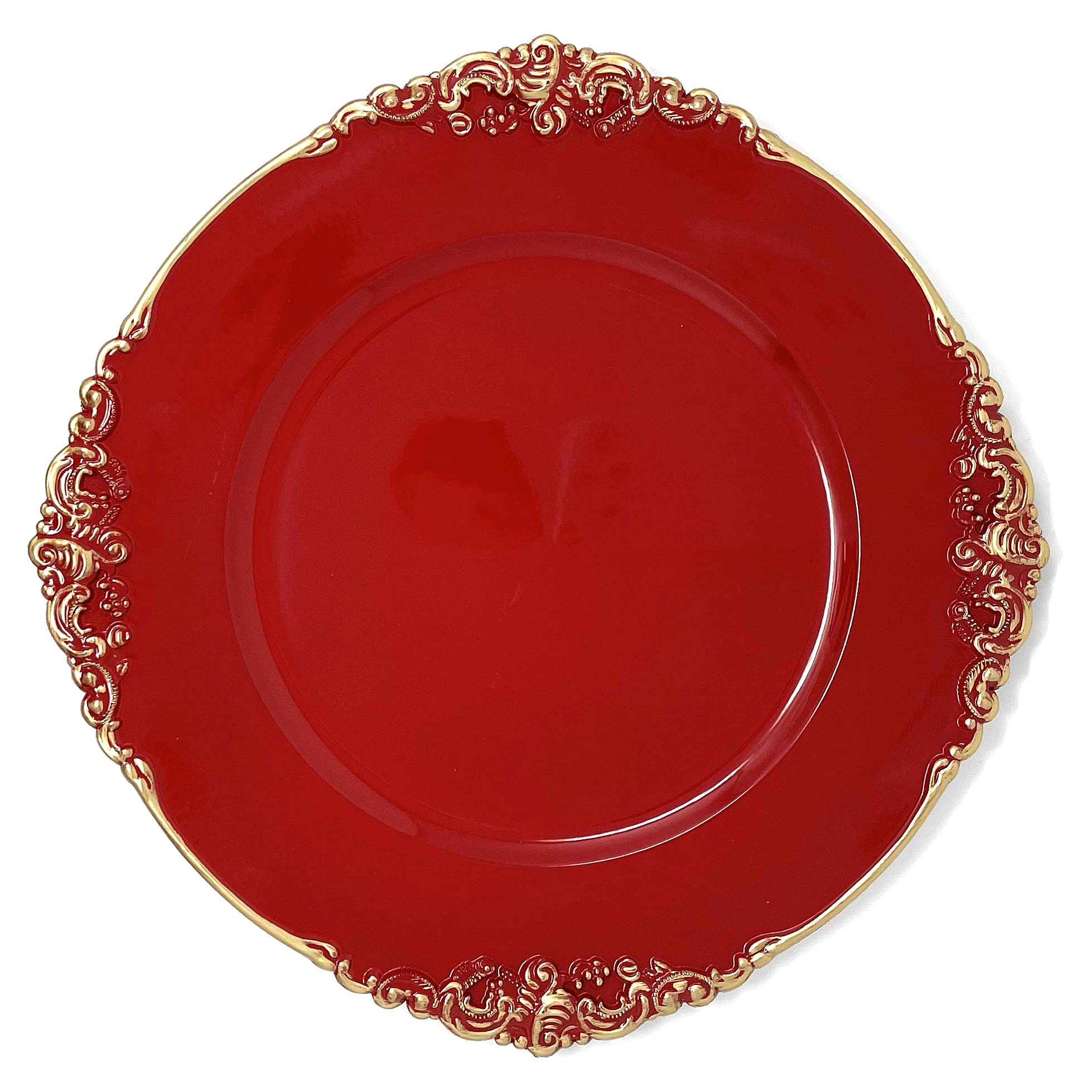 Allgala 13-Inch 6-Pack Round Charger Plates (48, Floral Red)