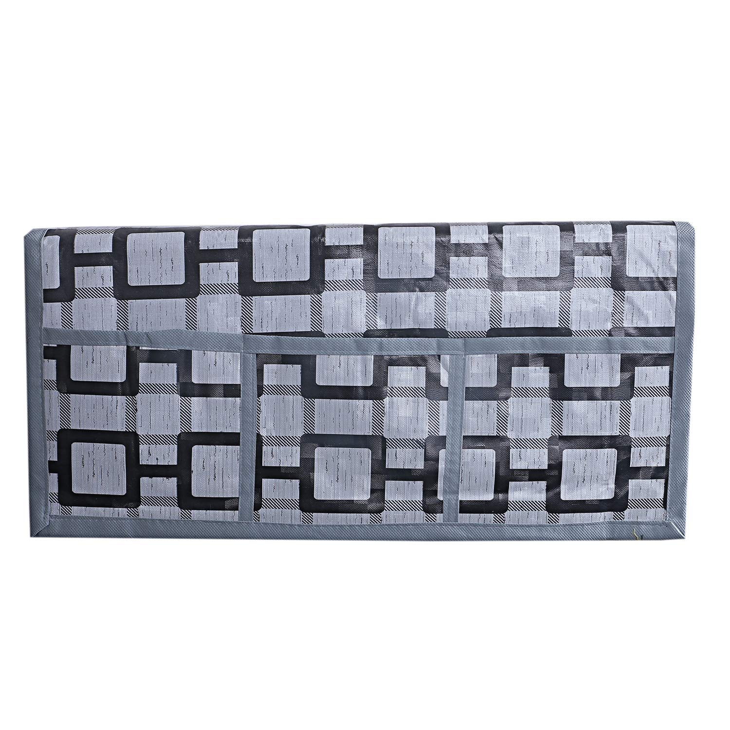 Kuber Industries Checkered Pvc Fridge Top Cover - Grey