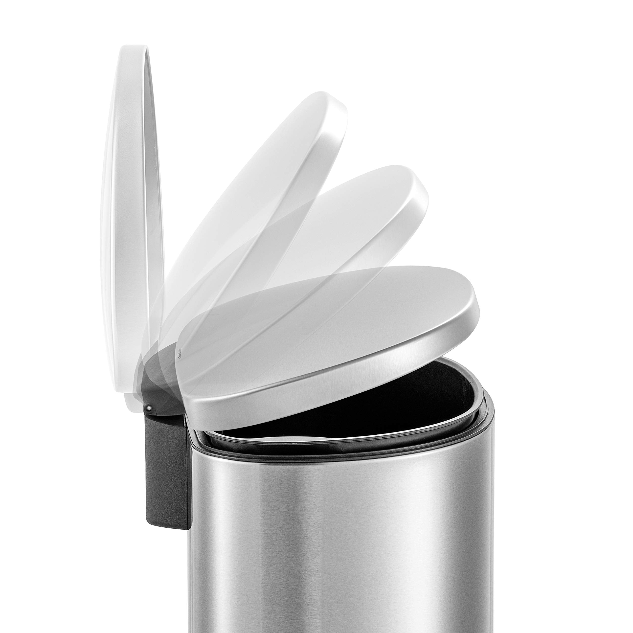 Qualiazero 50L/13 Gallon Stainless Steel Trashcan, Soft Close Lid & Smudge-Free Finish, Ideal For Home And Business Use, D Shape