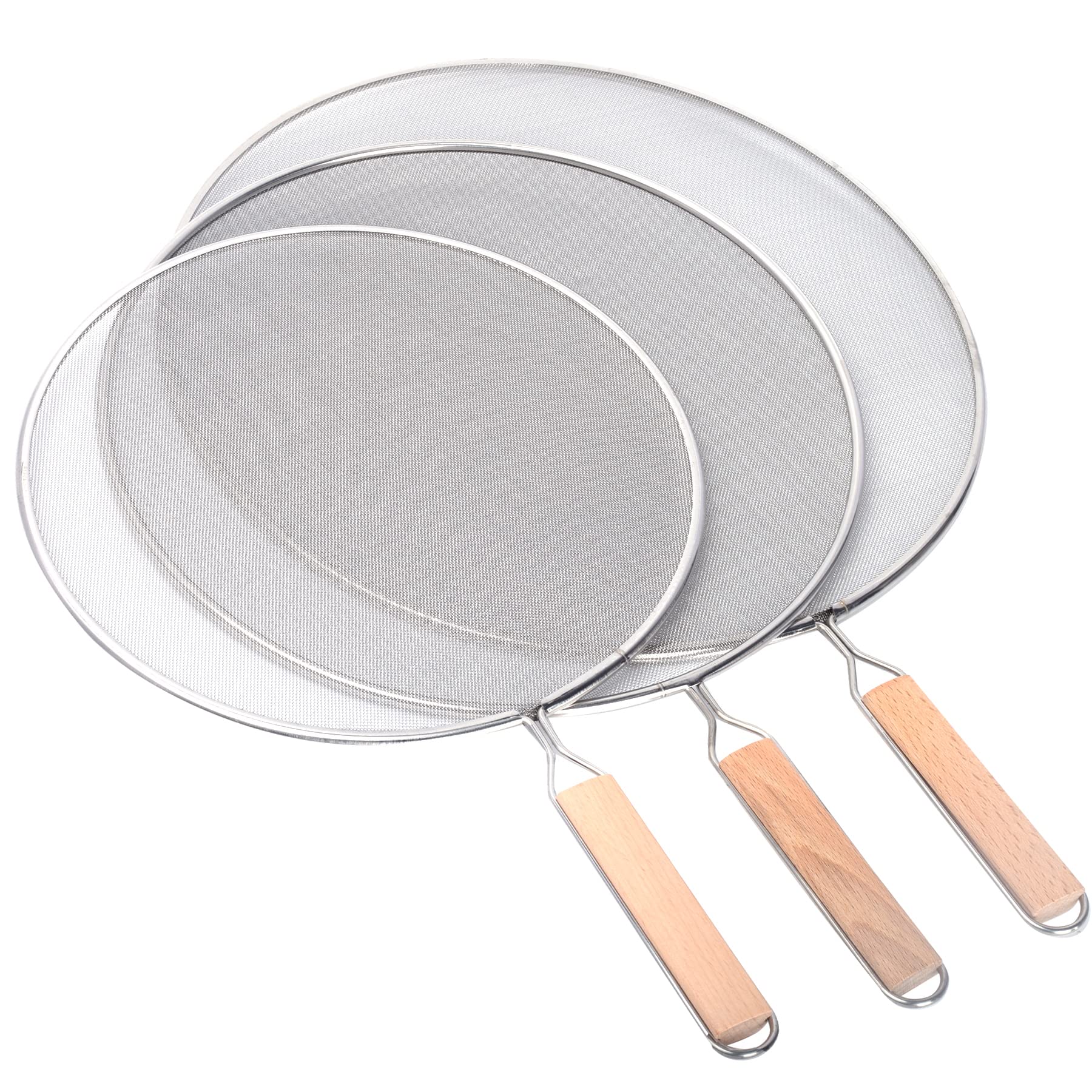 3 Pieces Grease Splatter Screen For Frying Pan, Splatter Guard Mesh Stainless Steel Grease Guard Shield For Kitchen Frying Pan C