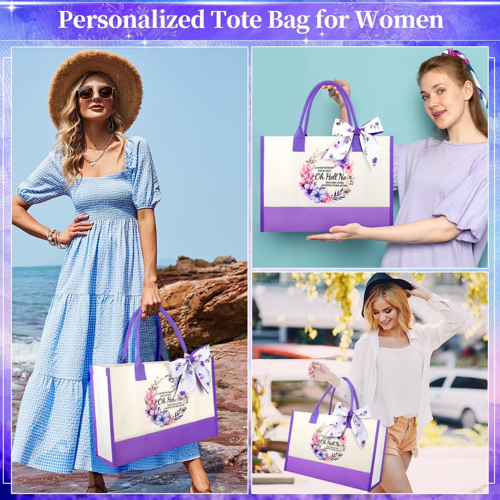 Birthday Gifts for Women -Purple Happy Birthday Gift Basket for Mom, Wife, Girlfriend, Sister, Her, Pillow/Blanket/Tote Bag/Self