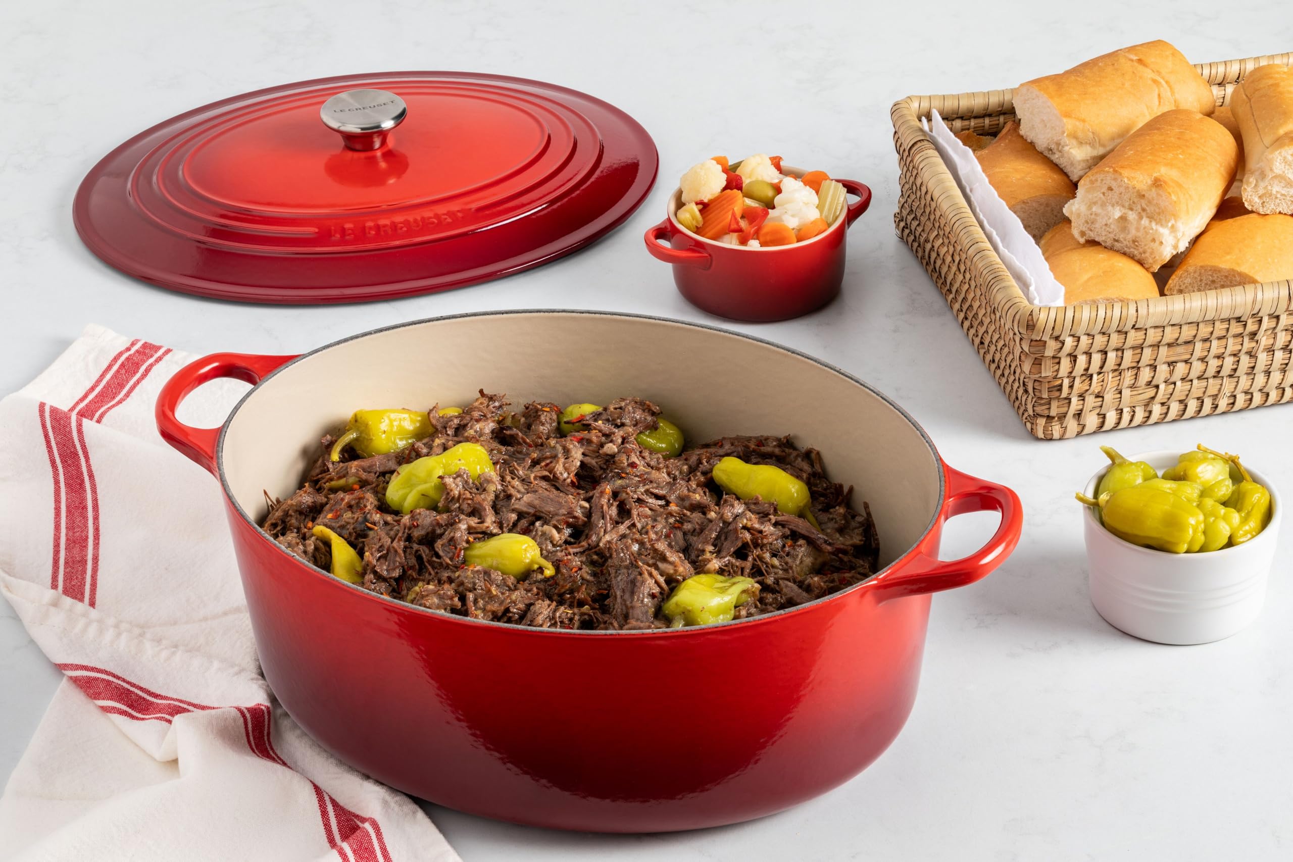 Le Creuset Enameled Cast Iron Signature Oval Dutch Oven, 8 Qt., Olive With Gold Knob