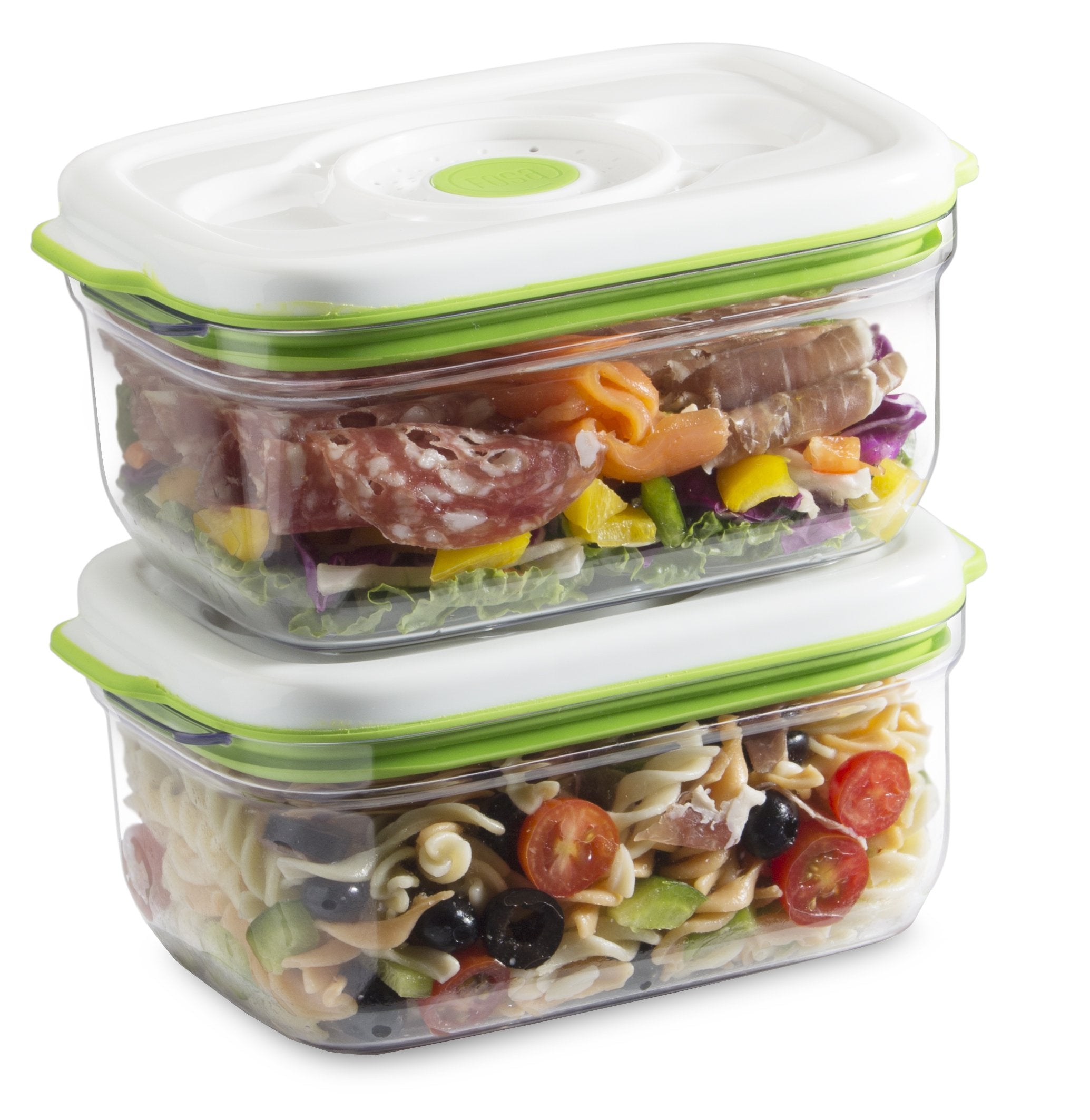 FOSA Vacuum Seal Food Storage System Reusable Medium Containers  2 pack  49 oz size (Vacuum Pump not Included)