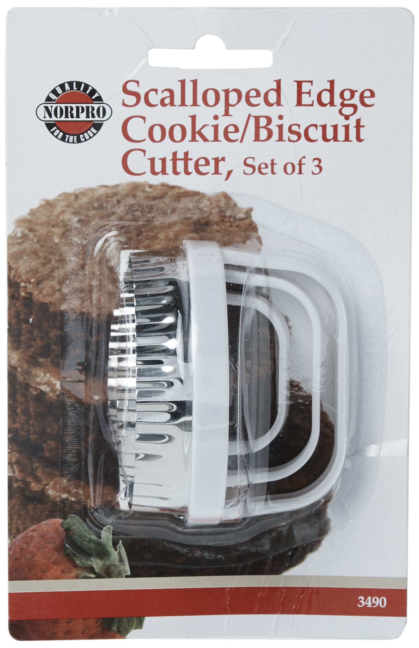 Norpro 3490, Metallic, Scallop Biscuit/Cookie Cutter, Set Of 3, One Size