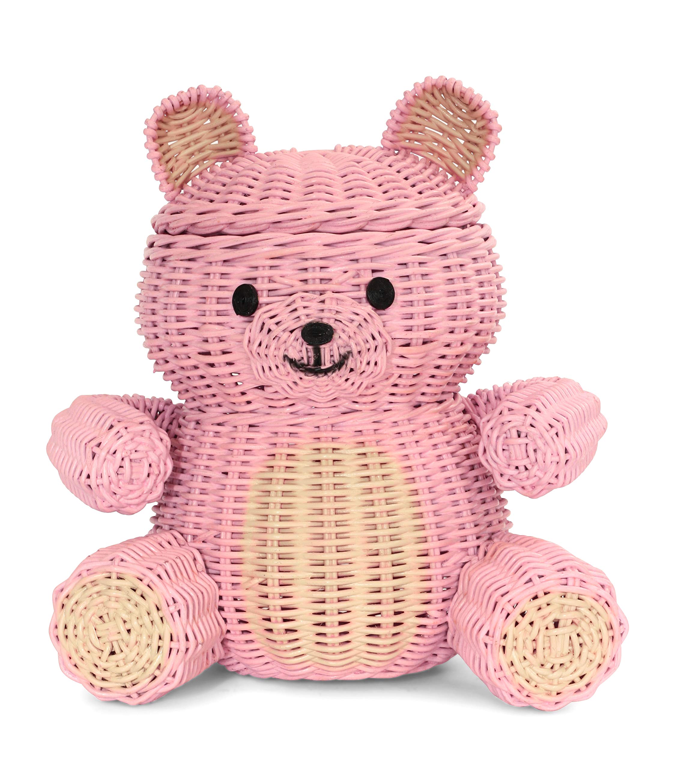 G6 Collection Large Bear Rattan Storage Basket With Lid Decorative Bin Home Decor Hand Woven Shelf Organizer Cute Handmade Handc