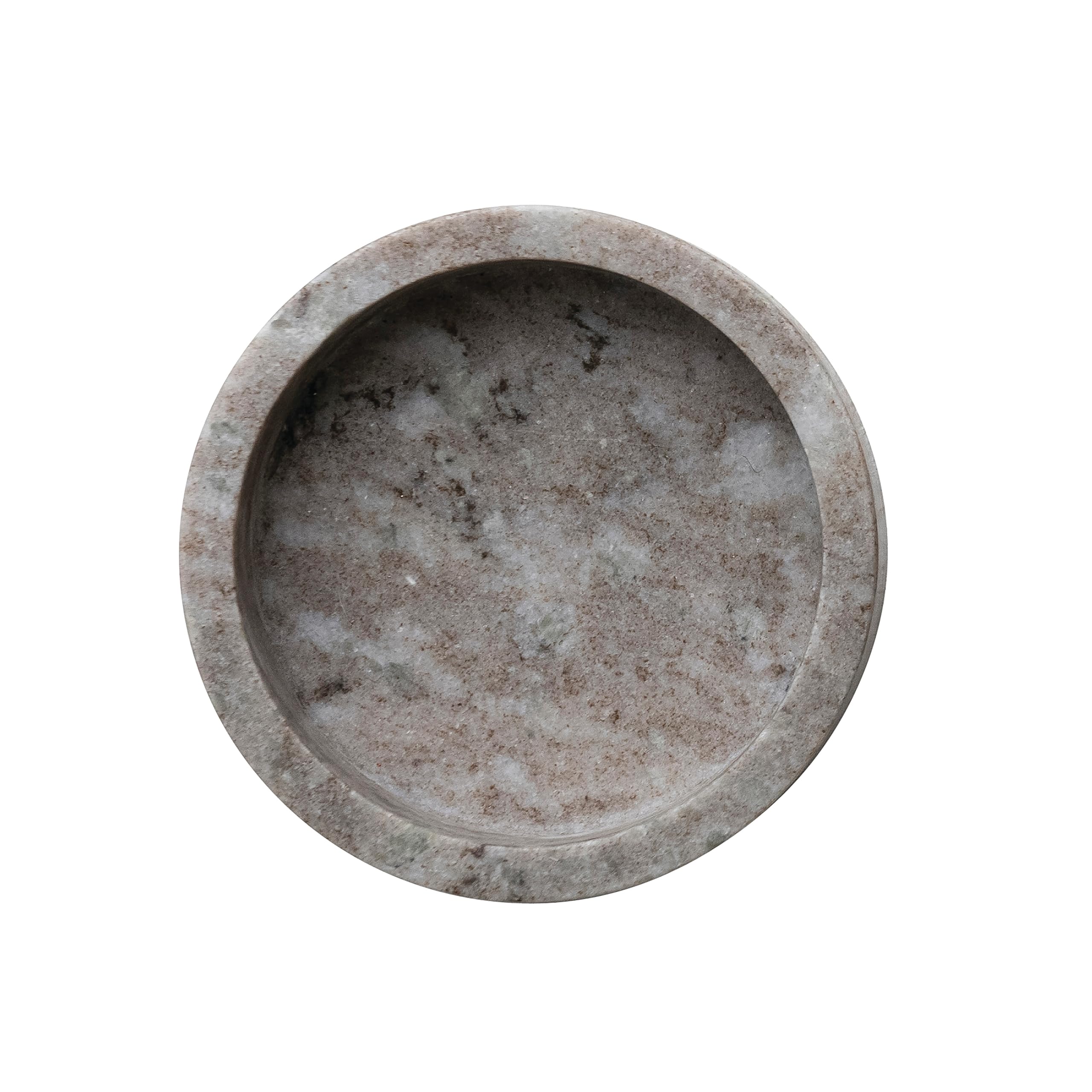 Bloomingville 5 Inches Round Marble Bottle Holder, Beige Dish