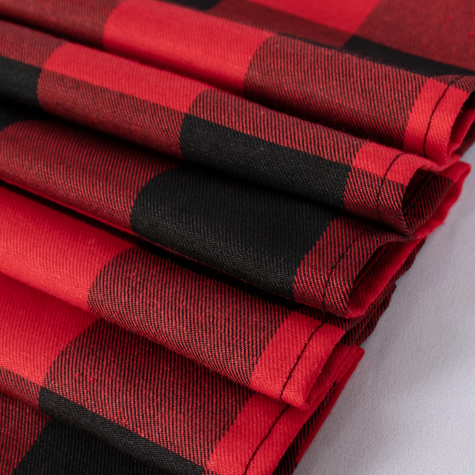 Duobao Buffalo Check Table Runner 108 Inches Tassel Plaid Tablecloth Runners Black Checkered Fabric 14X108-Inch Red Gingham Farm