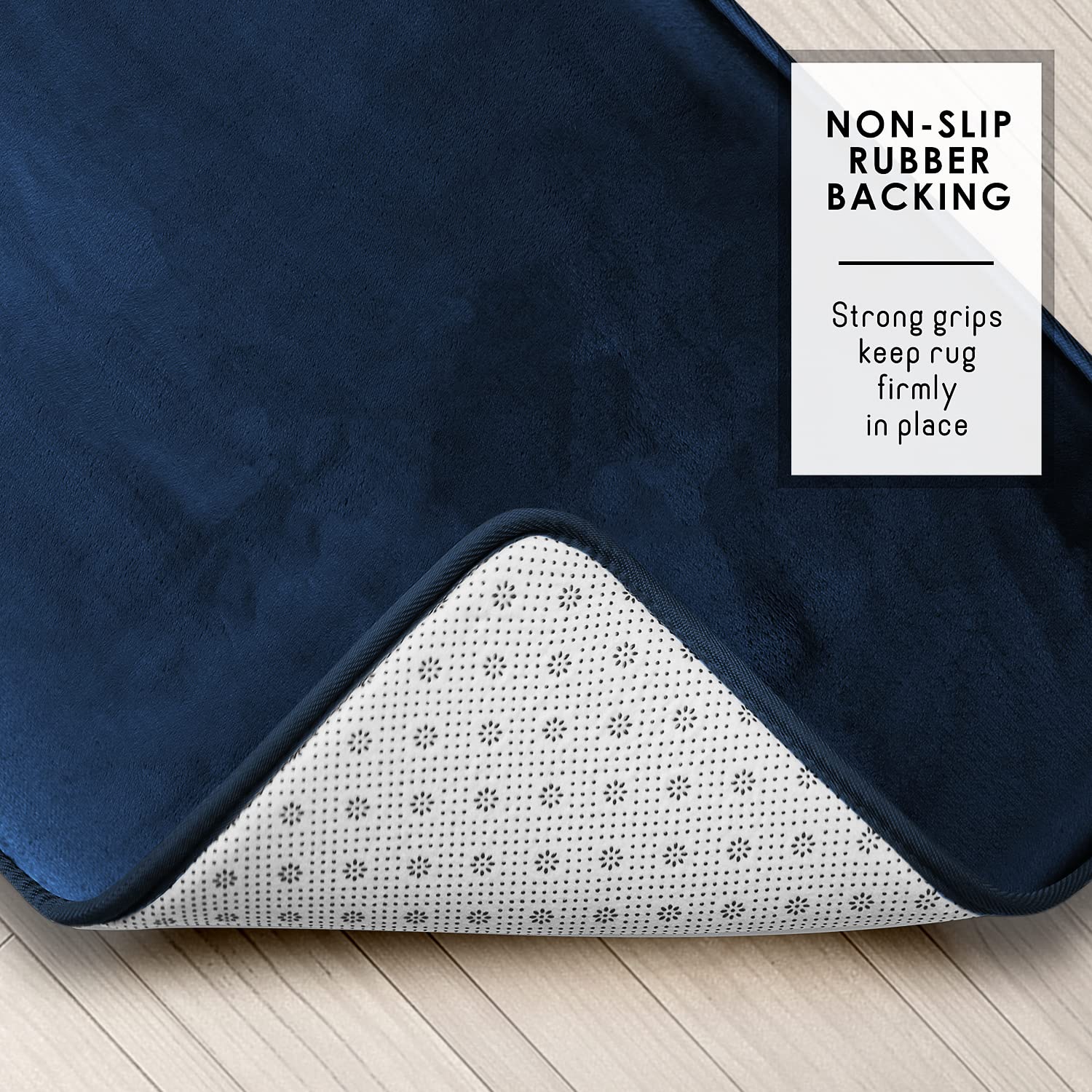 Clara Clark Bathroom Rugs - Memory Foam Bath Mat Set for Bathroom  Non Slip Absorbent Velvet - Fast Drying Bath Mats - Bathroom Rug and Contour Rug Set 3 Piece - 20 x 32-17 x 24-19 x 24  Navy