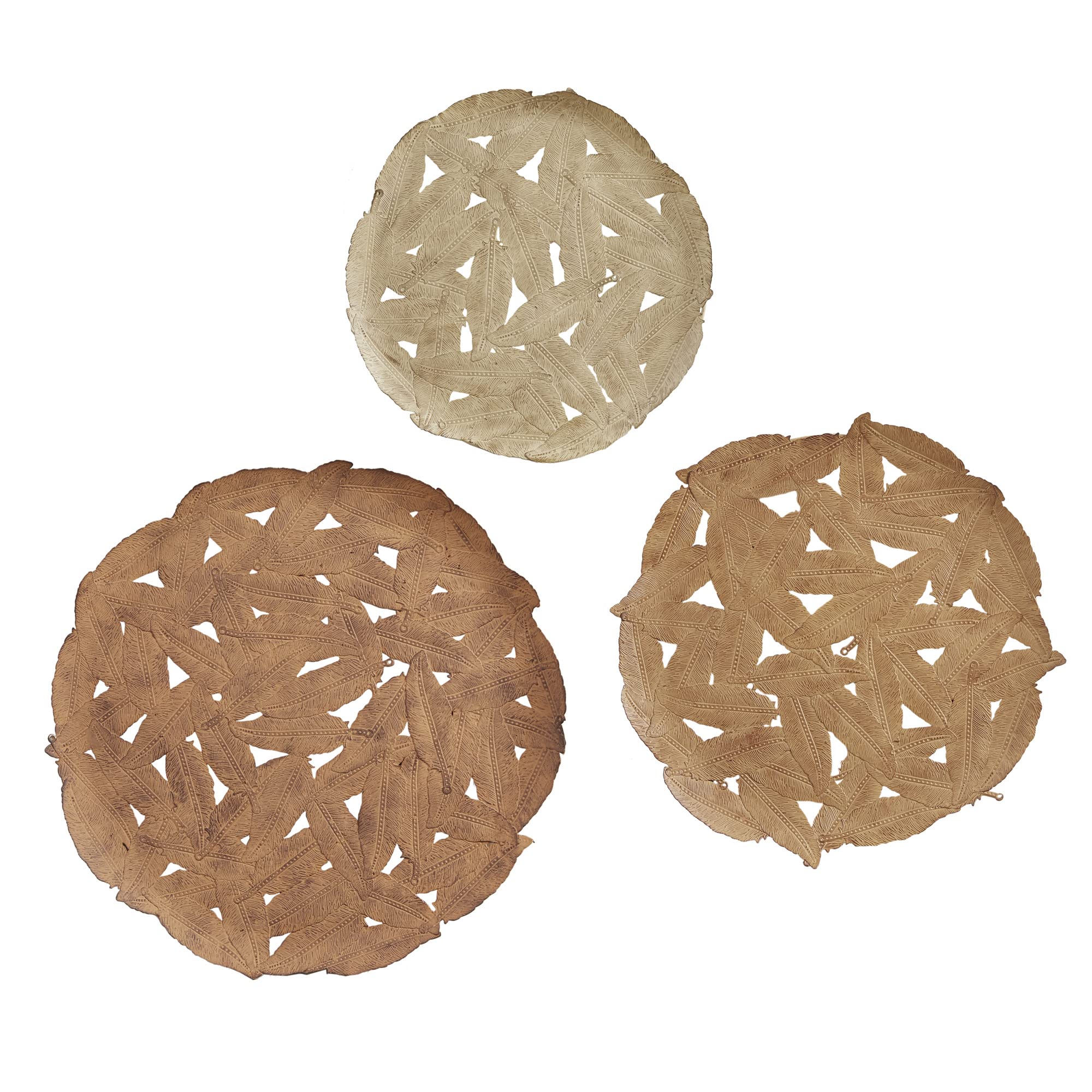 Madison Park Rossi Feather Metal Wall D  cor, Metallic Painted Round Iron Discs, Small, Medium, Large Modern Art Sculplture Deco