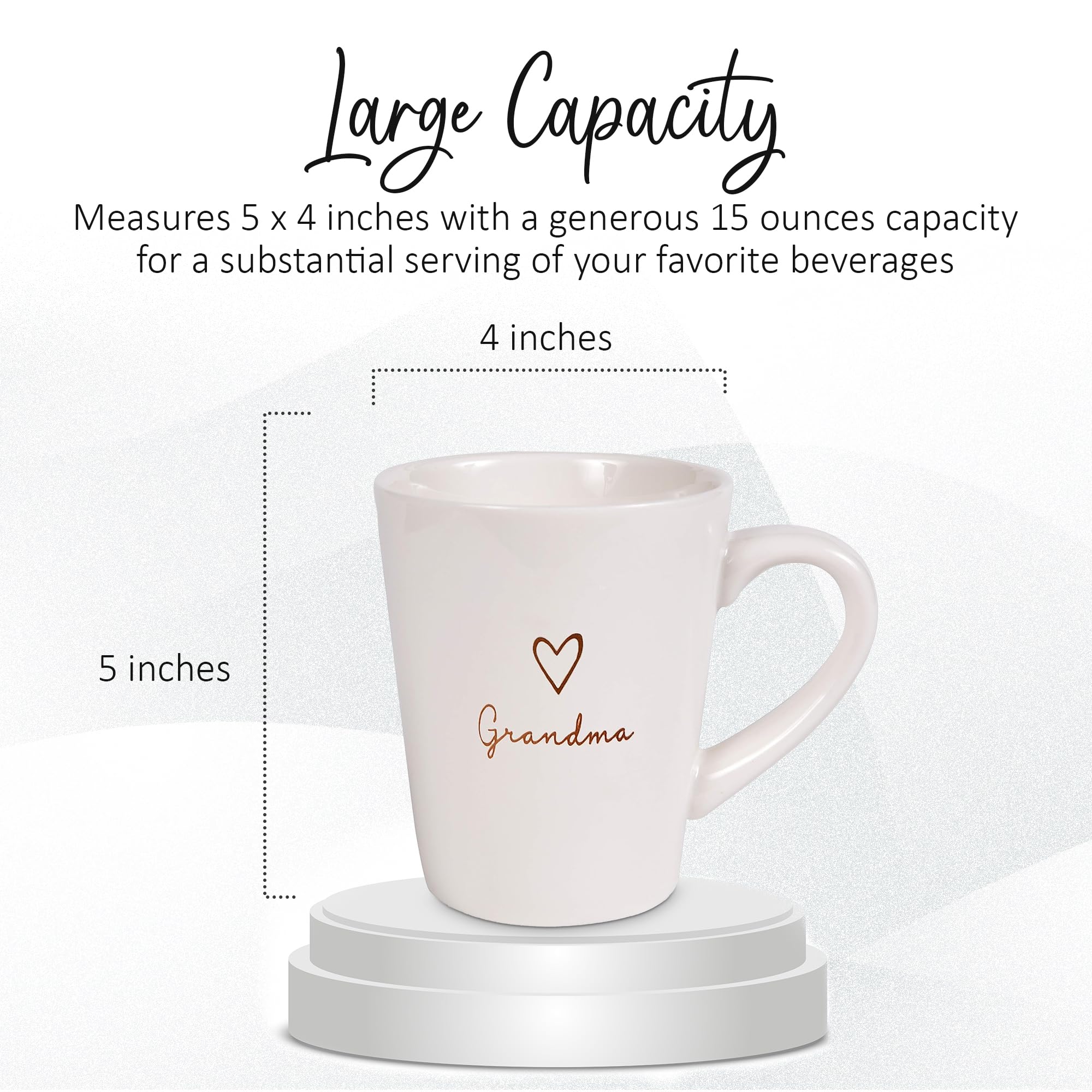 Pavilion Grandma Coffee Mug - Stoneware Coffee Cups For Grandmothers With Heart Tag - Ideal For Daily Use With ''Grandma'' Text