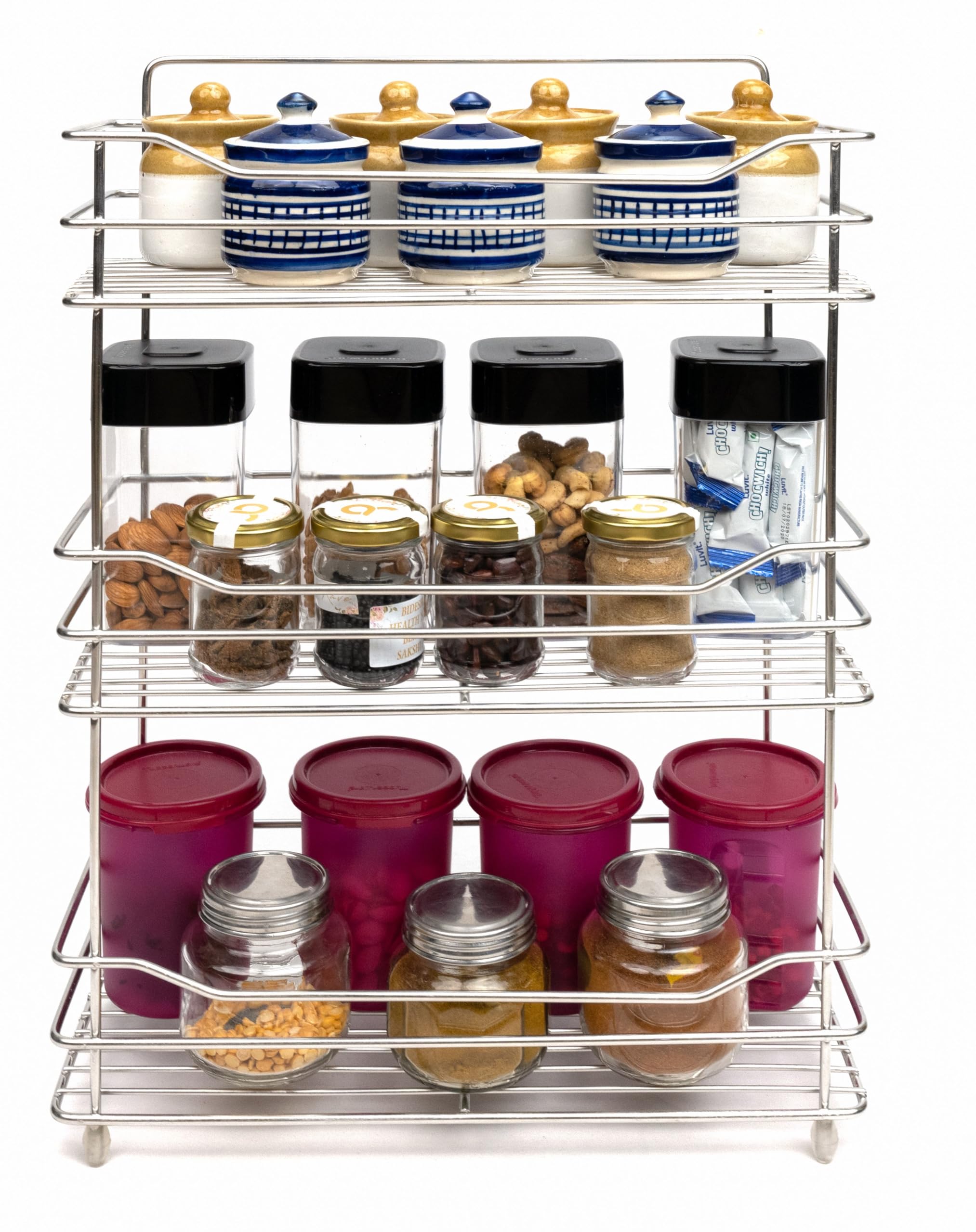 Fresh Bite Box 3Tier Stainless Steel Wall Mount Kitchen Rack  HeavyDuty, Rustproof, Multipurpose Organizer Shelf For Pantry, 
