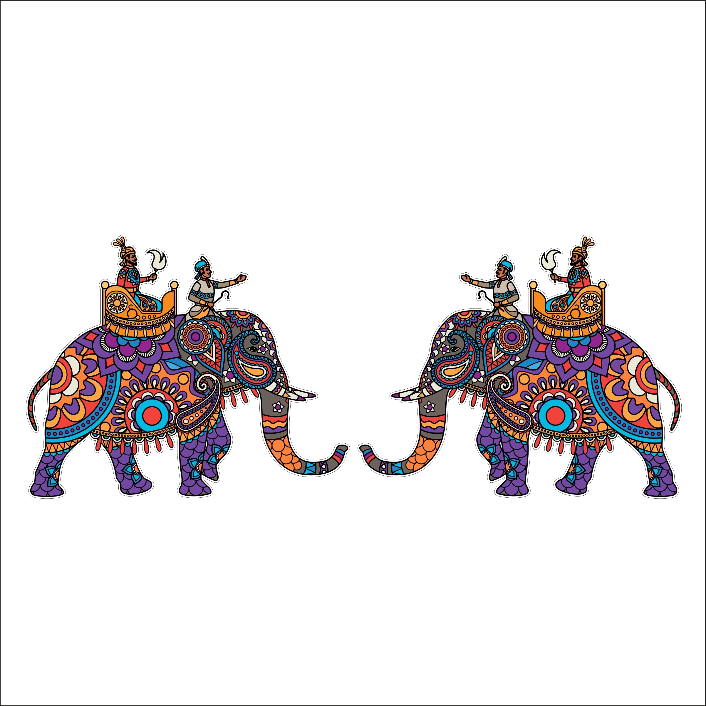 decor plus decal Decorative Elephant Parade Wall Sticker self Adhesive vinyle in Size 40x60 cm (16x24_inch)