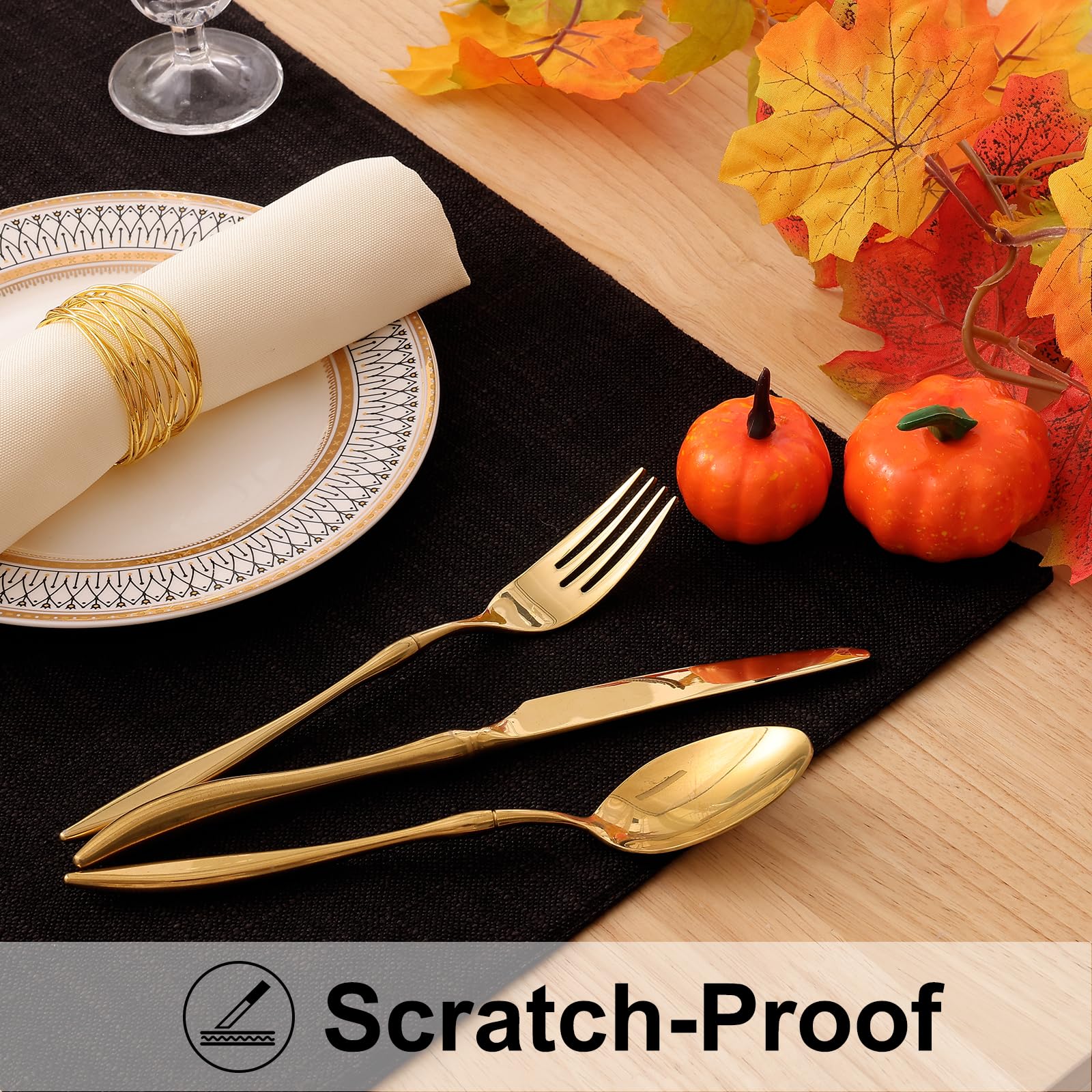 Homing Black Cloth Placemats For Dining Table Set Of 8 - Cotton Linen Blend Washable Farmhouse Kitchen Mats For Indoors & Outdoo