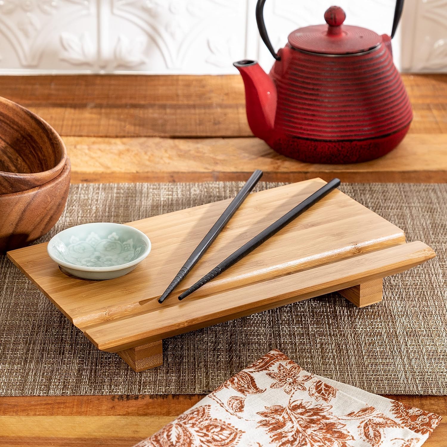 Joyce Chen 55-1106, Bamboo Sushi Board Set, 6-Inch By 10-1/2-Inch