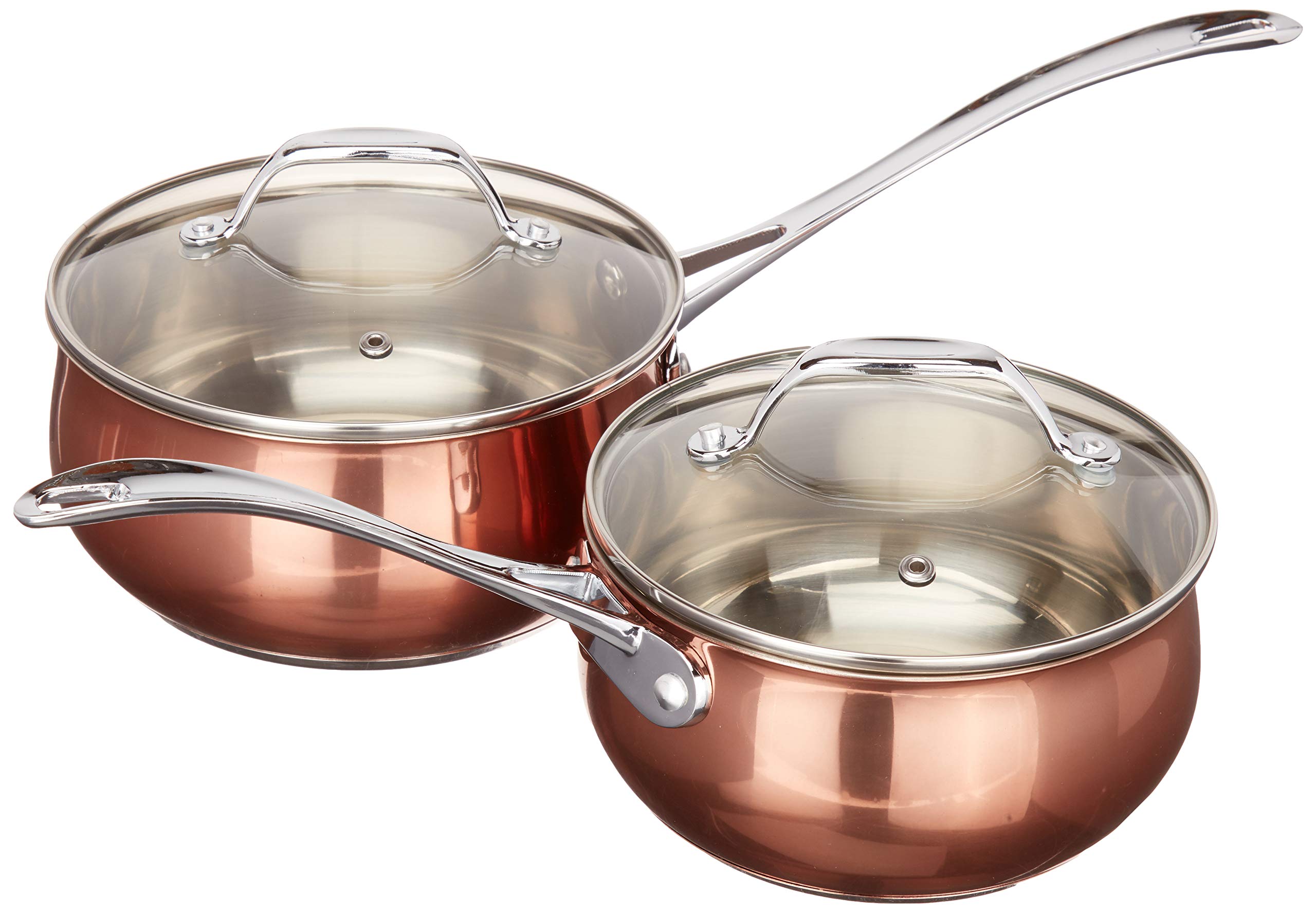 Oster Carabello 9 Pc Copper Colored Stainless Steel Cookware Set, Tempered Glass Lids