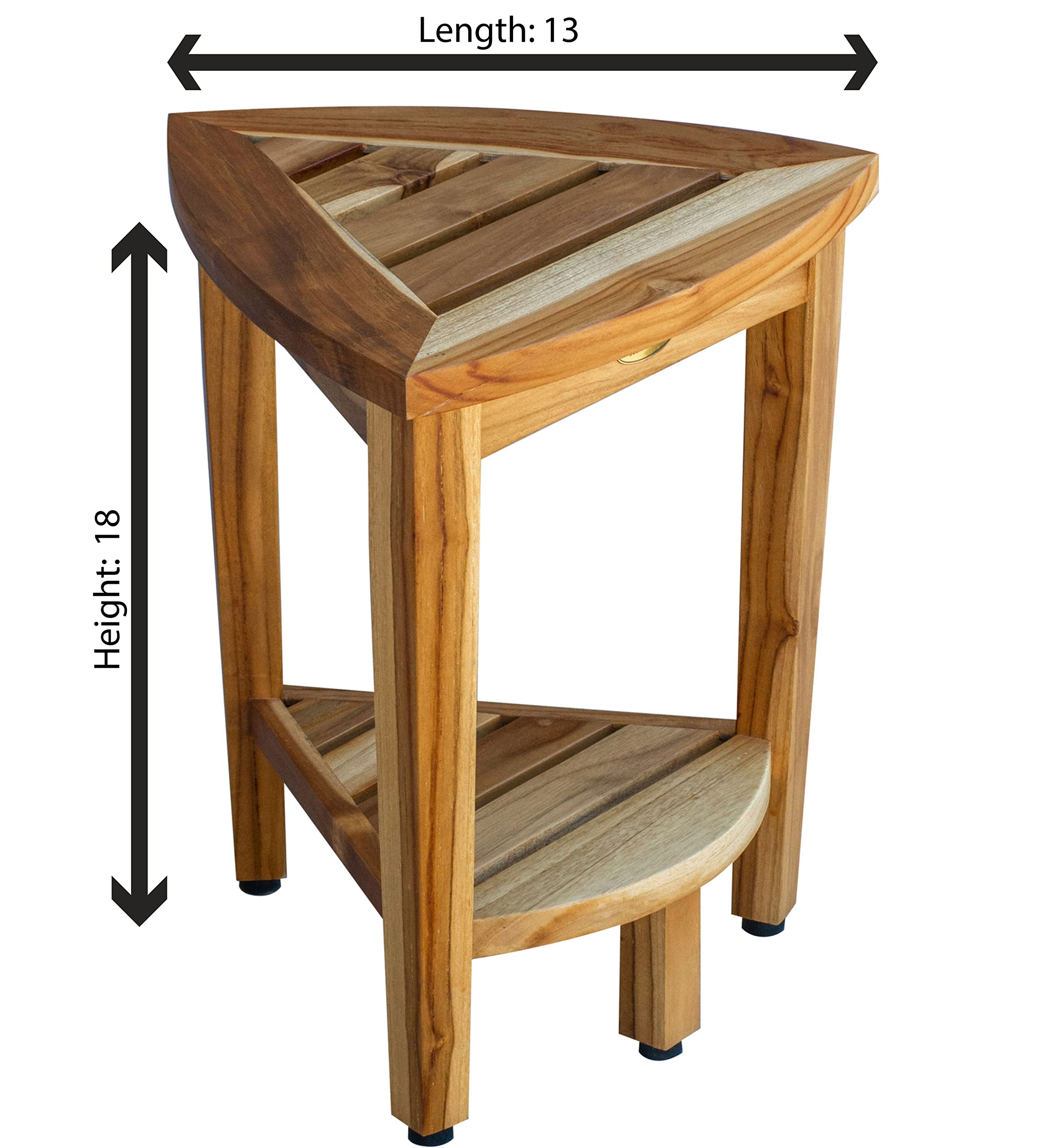 Ecodecors Snazzy Corner Waterproof Teak Wood Shower Bench Stool Seat Chair For Inside Shower Provides Safety, Storage, And Organ