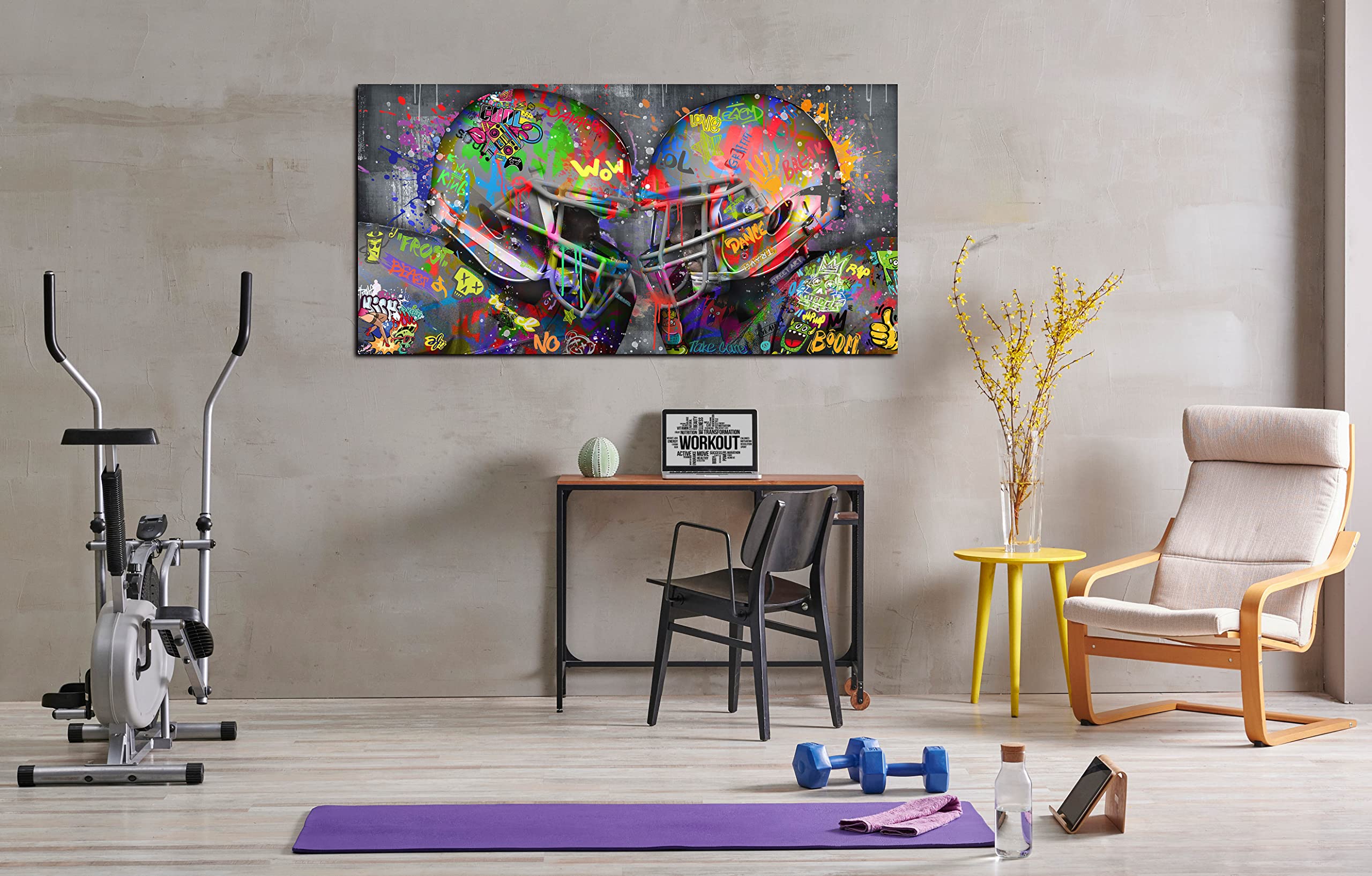 Sixttart American Football Posters Large Wall-Art For Living Room - Graffiti Rugby Ball Bedroom Decor For Teen Boys - Banksy Can