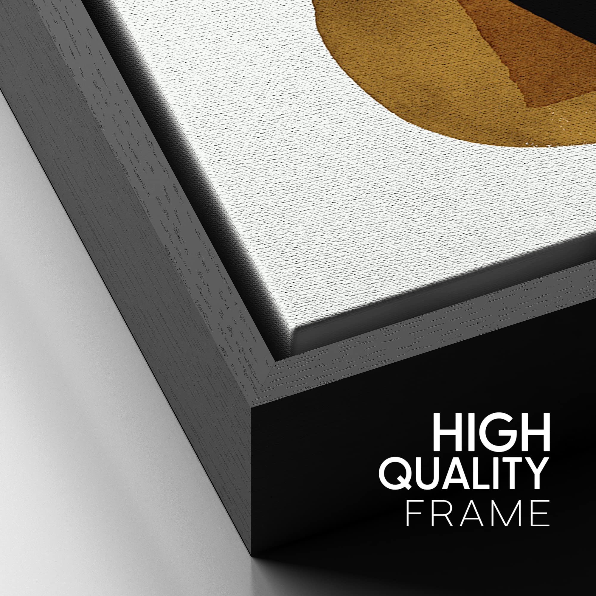 Signford Framed Canvas Print Wall Art Mid-Century Black Brown Pastel Polygons Abstract Shapes Illustrations Modern Art Decorativ