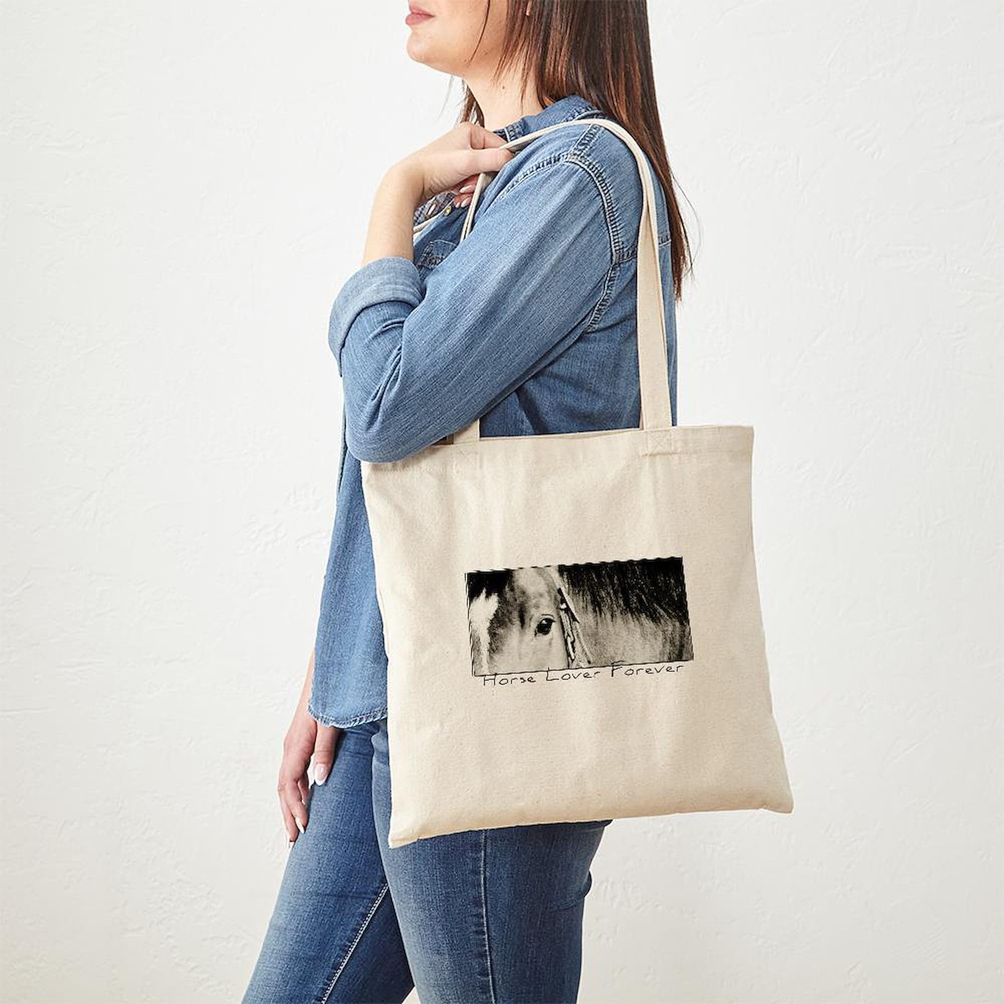 Cafepress Horse Eye Art Tote Bag Natural Canvas Tote Bag, Reusable Shopping Bag