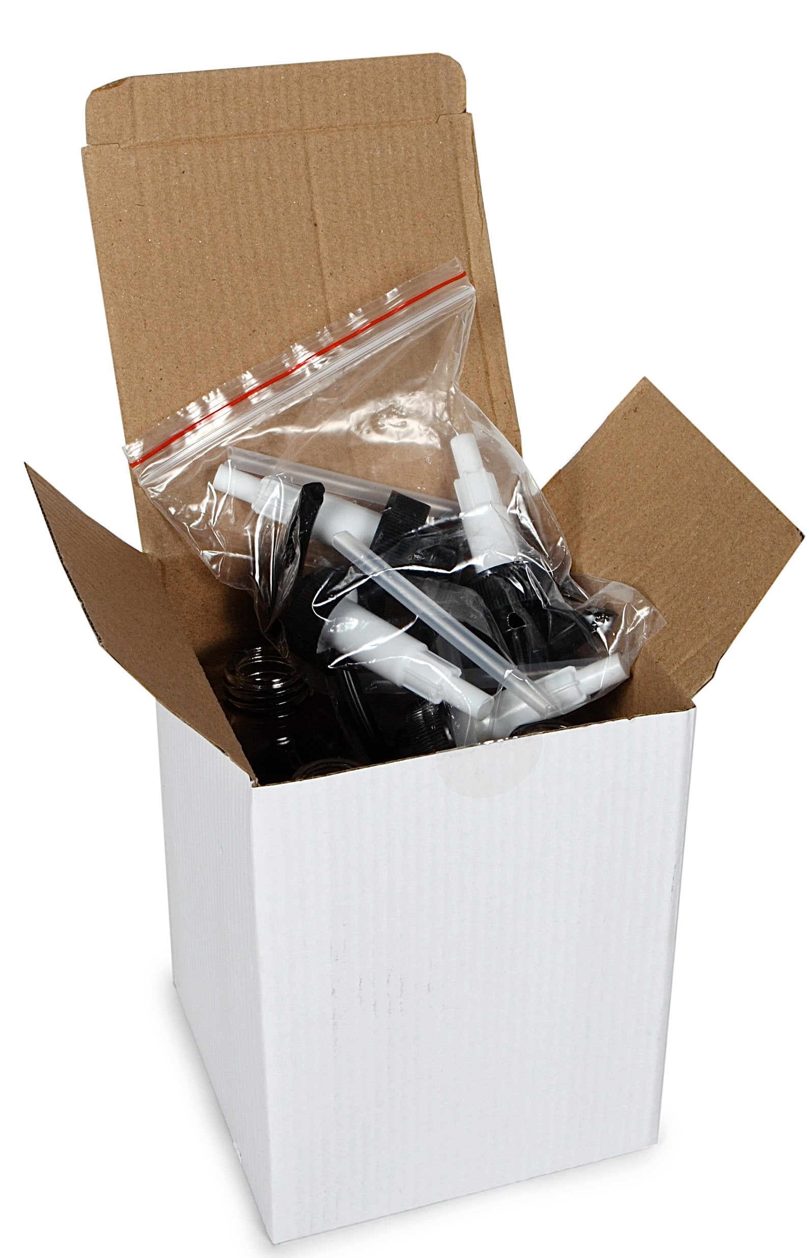 Vivaplex, 4, Large, 8 Oz, Empty, Clear Glass Bottles With Black Lotion Pumps