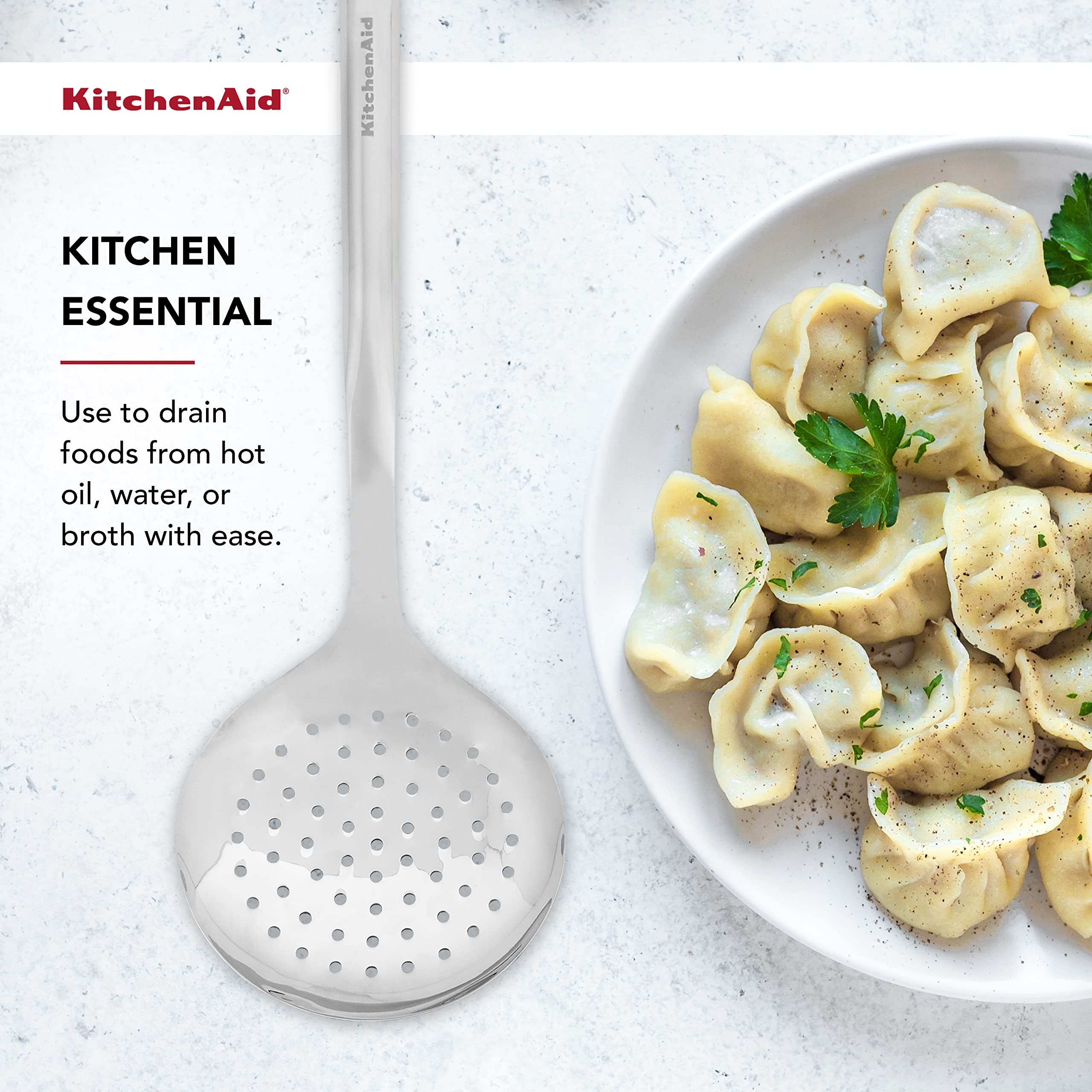 Kitchenaid Premium Strainer With Hang Hook, 14-Inch, Stainless Steel